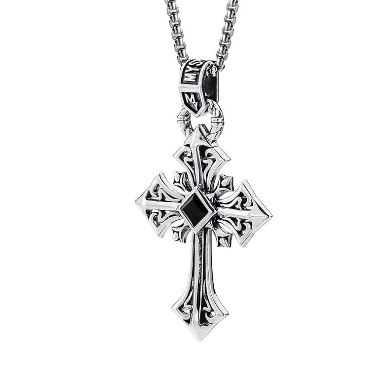 BikerStore Sterling Silver Cross Pendant - Mens Sterling Silver Cross Necklace