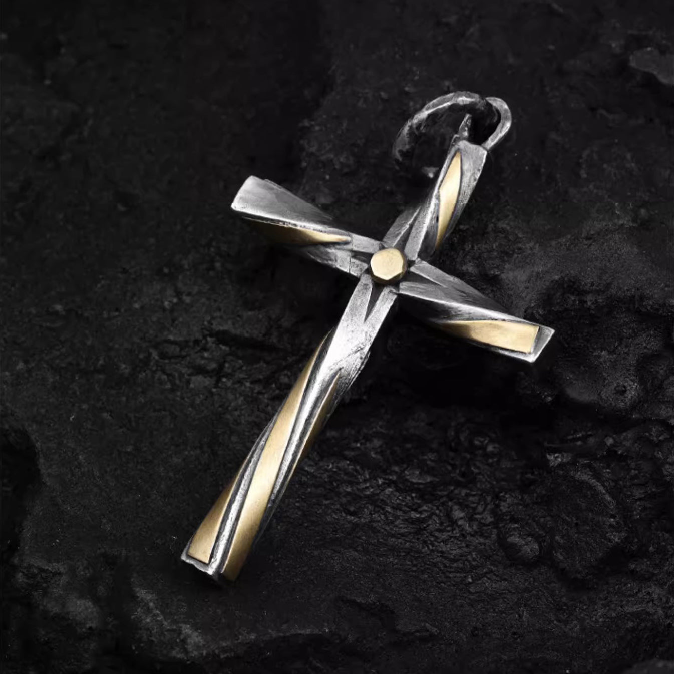BikerStore Cross Pendant Necklace - Handmade 925 Sterling Silver