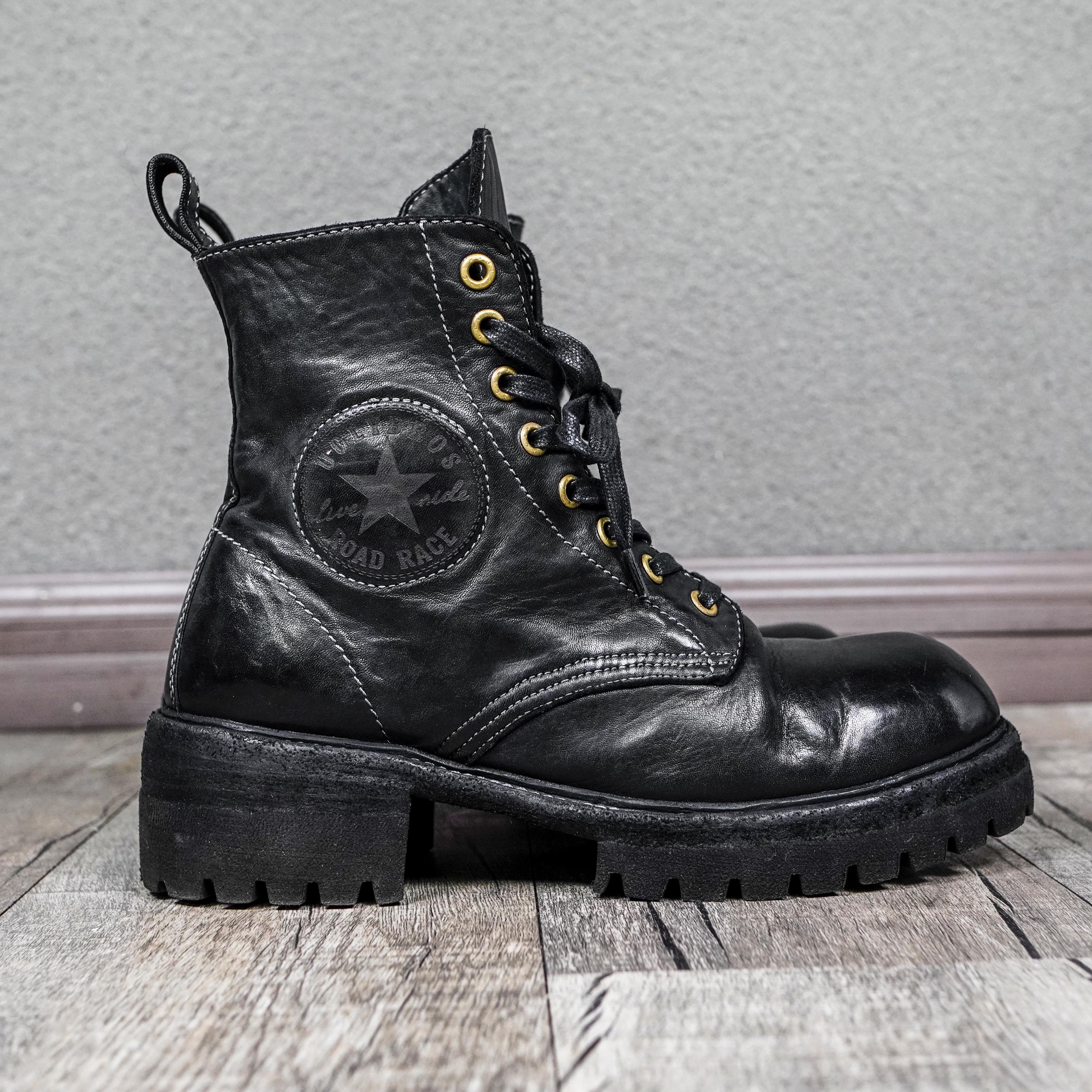BikerStore Classic Retro Women's Motorcycle Riding Boots - Premium Black Leather