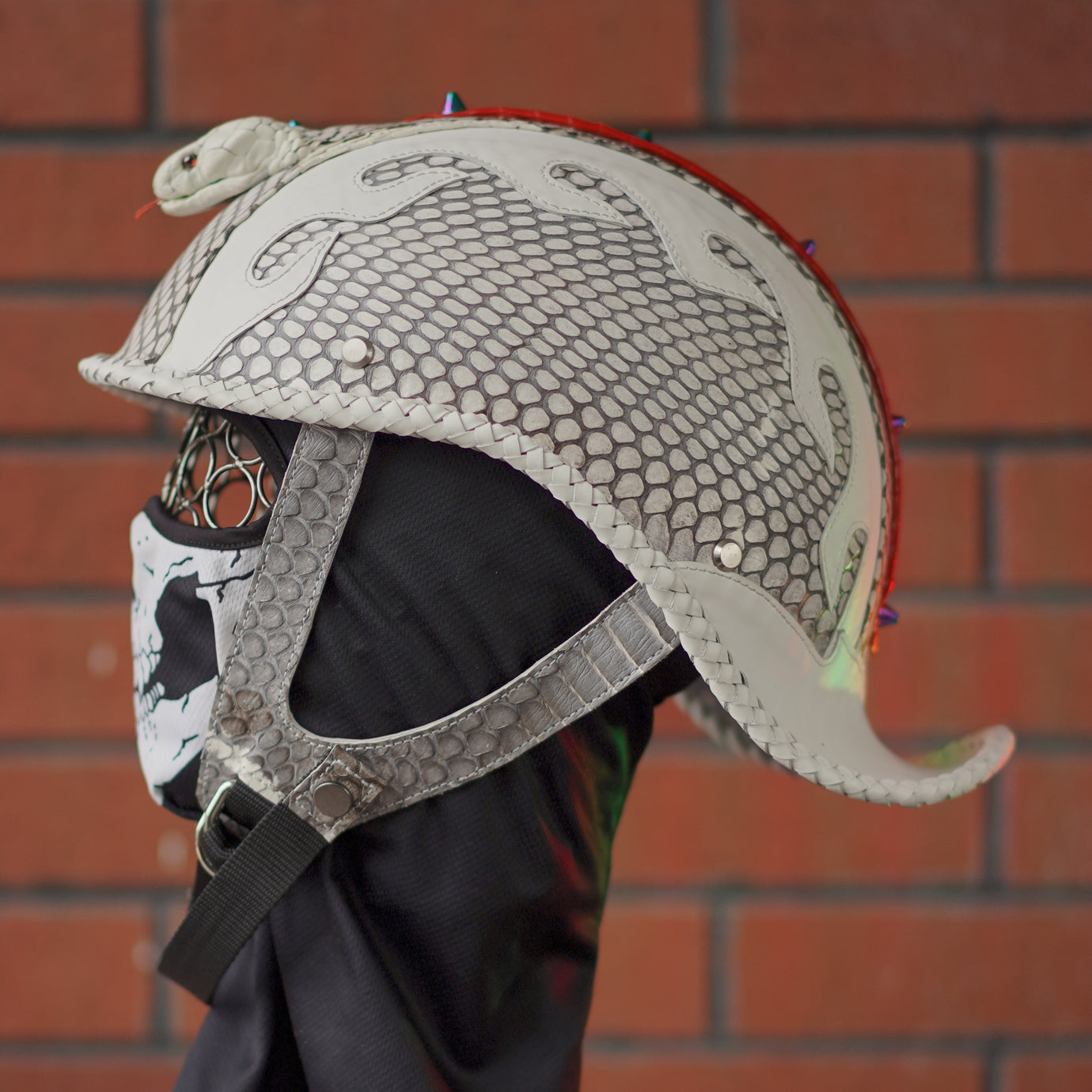 Ironking Helmet Personalized 1/2 Half Helmet - Handcrafted Snake Leather and Carbon Fiber