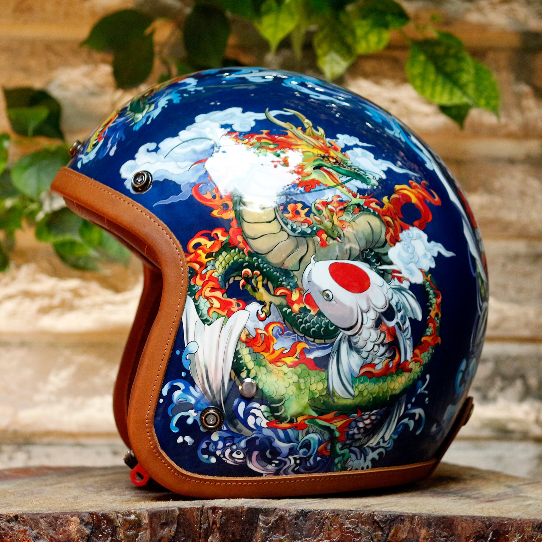 BikerStore-Ironking helmet: Custom Retro 3/4 Motorcycle Helmet in Fiberglass Shell