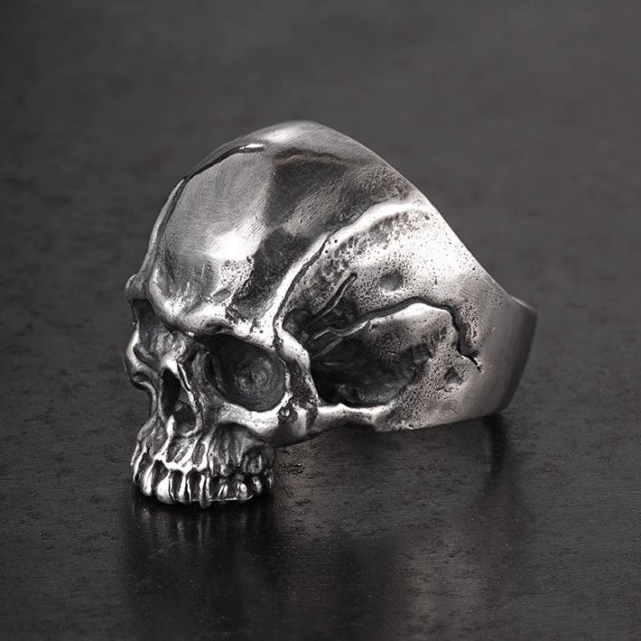 Vintage Style Skull Ring in 925 Silver - Handmade for Biker Riders