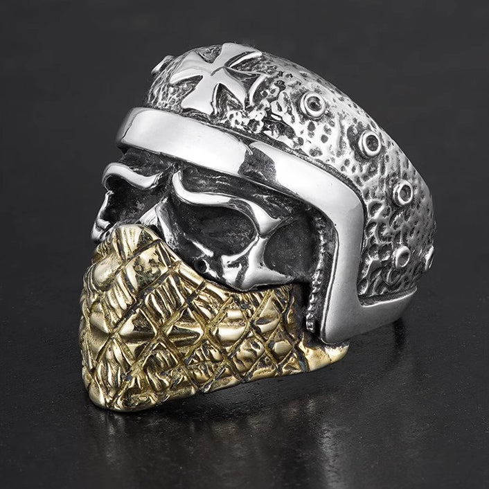 925 Sterling Silver Retro Knight Ring - Handcrafted for Motorcycle Enthusiasts