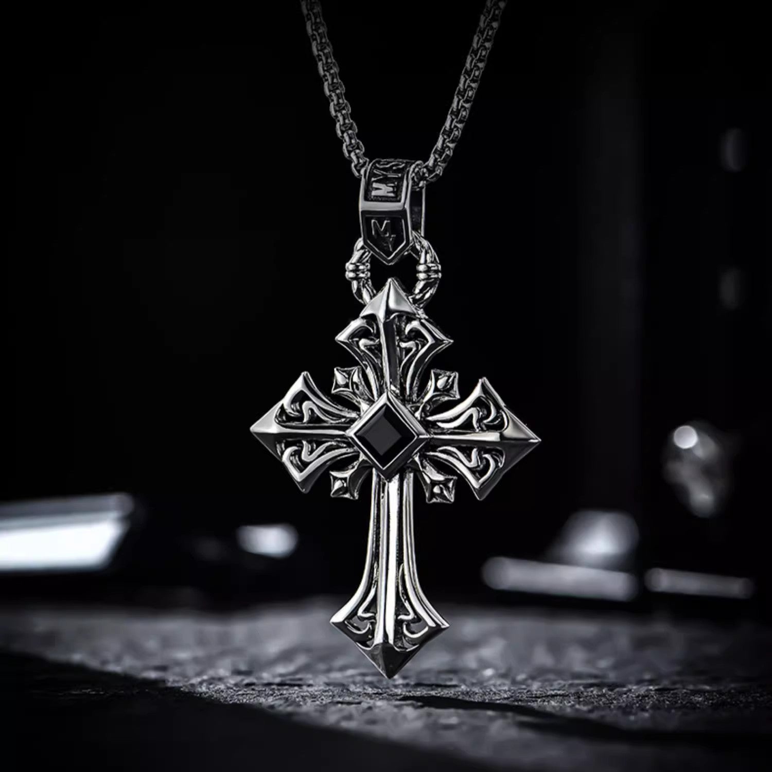 BikerStore Sterling Silver Cross Pendant - Mens Sterling Silver Cross Necklace