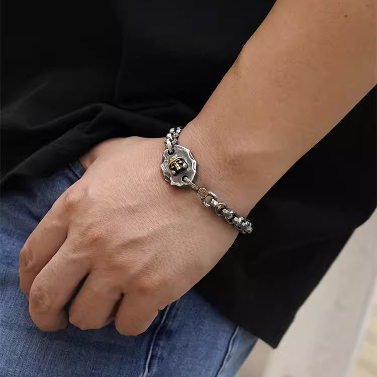 925 Sterling Silver Motorcycle Bracelet, Handcrafted Detail, Show Your Personality