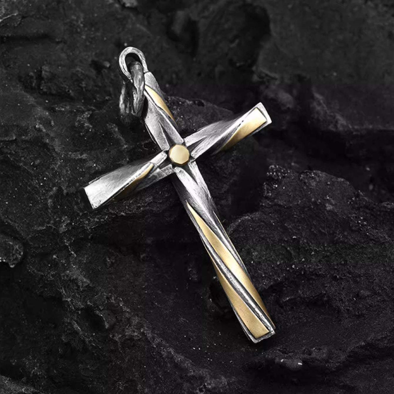 BikerStore Cross Pendant Necklace - Handmade 925 Sterling Silver