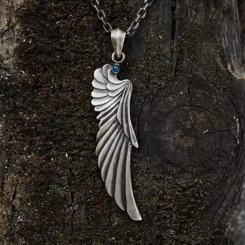 BikerStore Angel Wings Pendant - Handmade 925 Sterling Silver Necklace