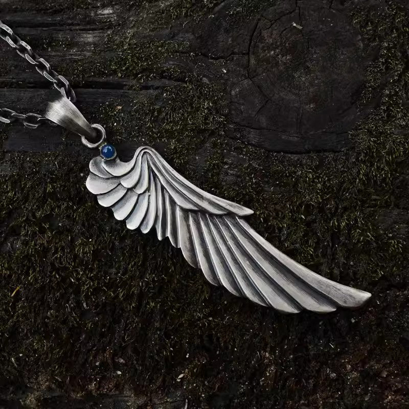 BikerStore Angel Wings Pendant - Handmade 925 Sterling Silver Necklace