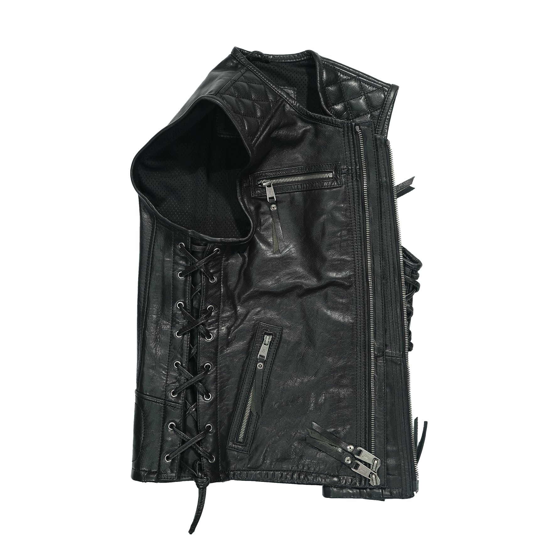 Genuine leather biker vest best sale