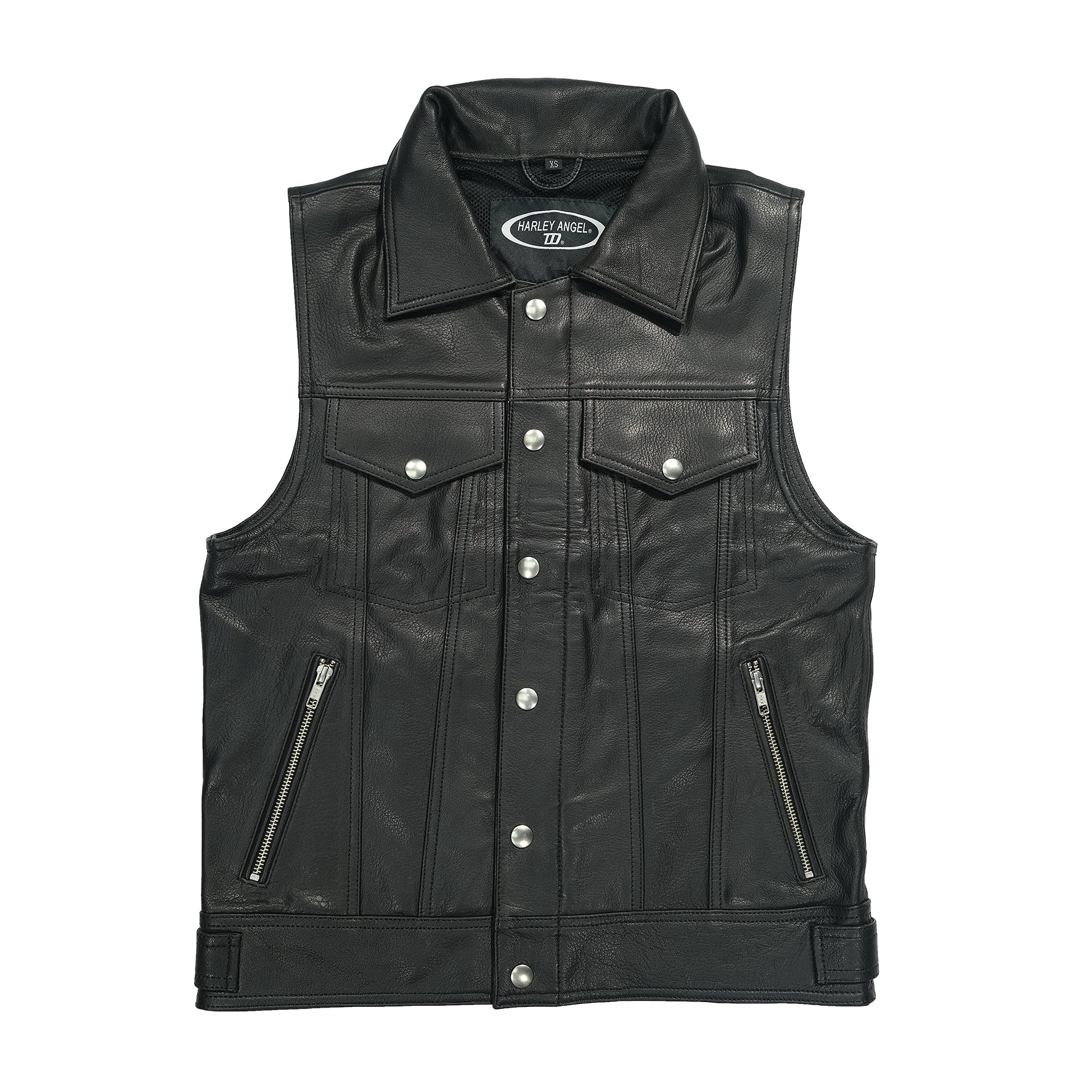 BikerStore Retro Motorcycle Club Leather Vest, Black, Malaysia