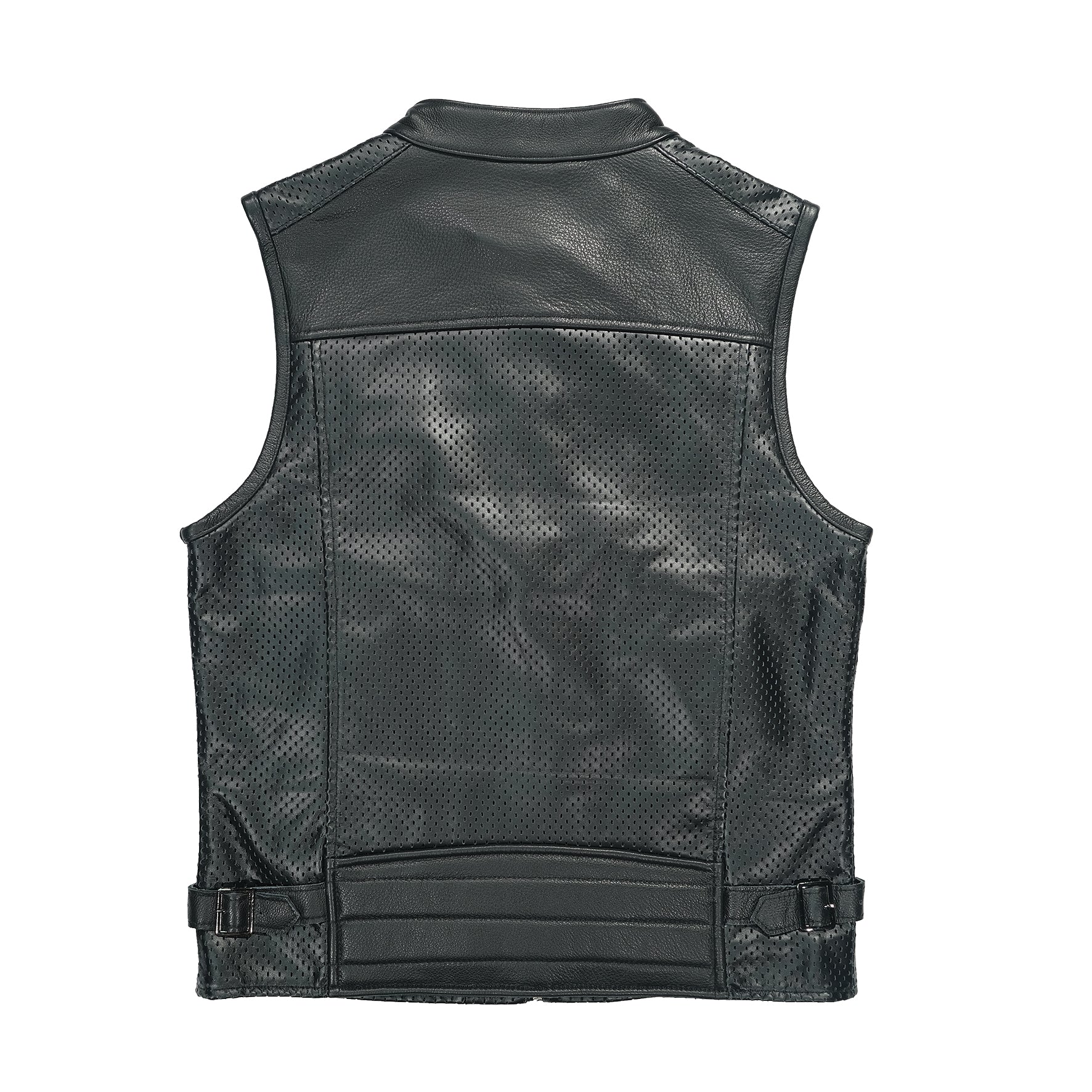 BikerStore Customizable Leather Vest for Motorcycle Clubs in Breathable Black Cowhide