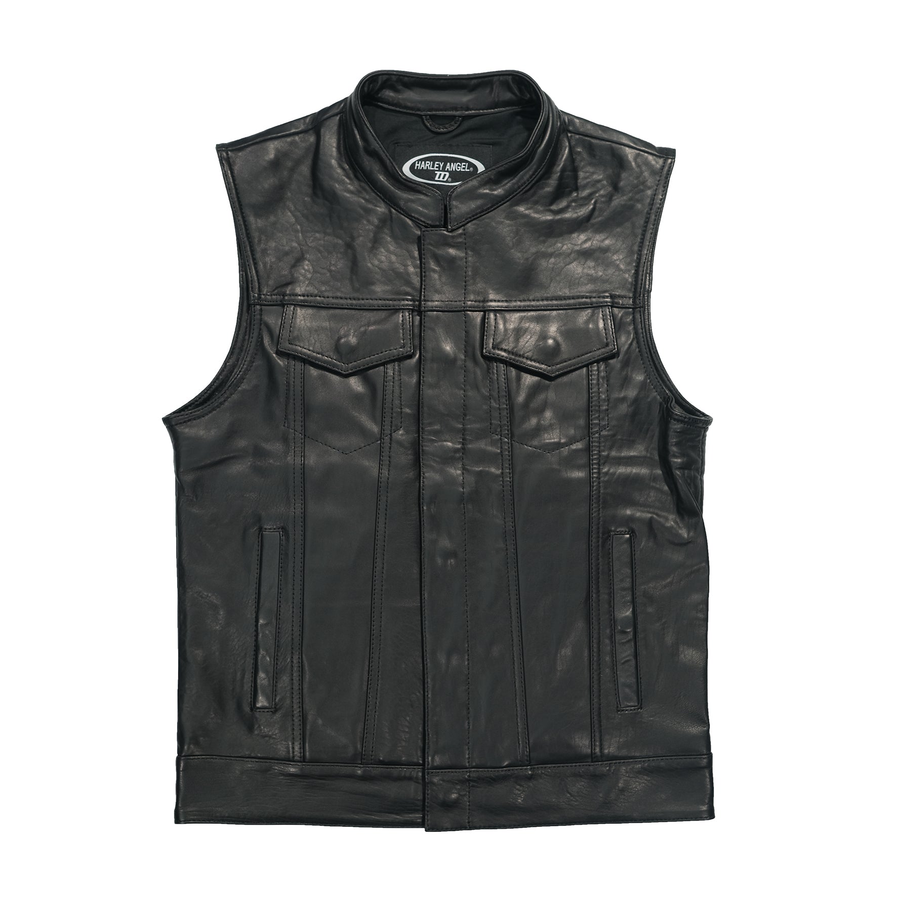 BikerStore Customizable Motorcycle Club Leather Vest with Sheepskin Fabric