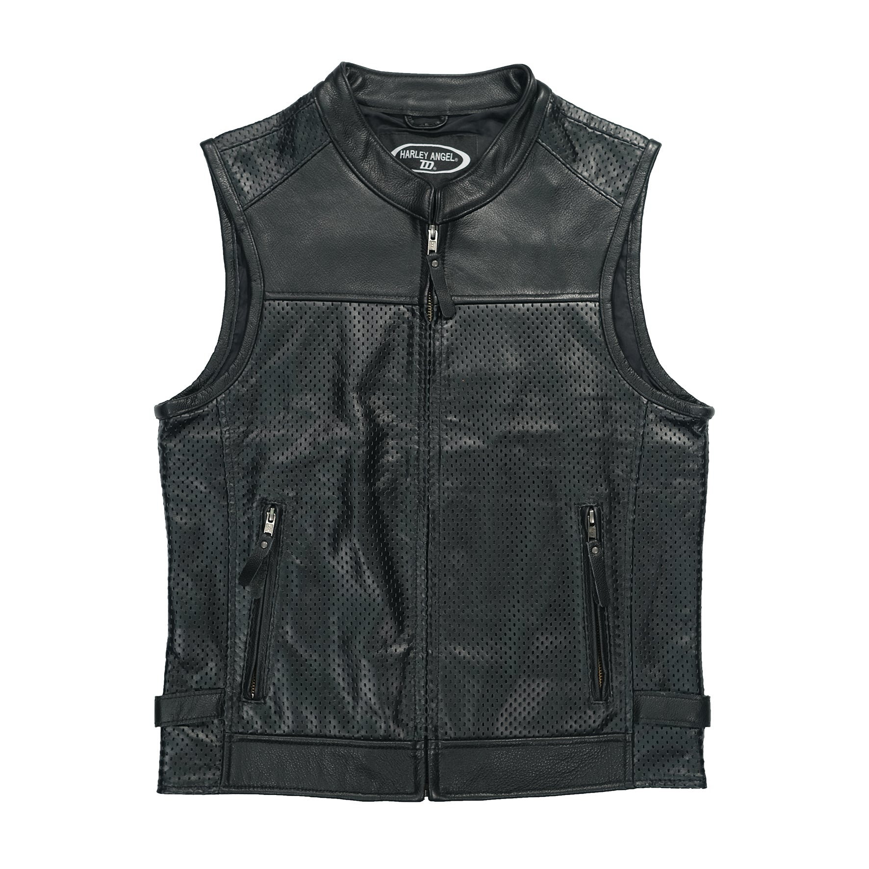 BikerStore Customizable Leather Vest for Motorcycle Clubs in Breathable Black Cowhide