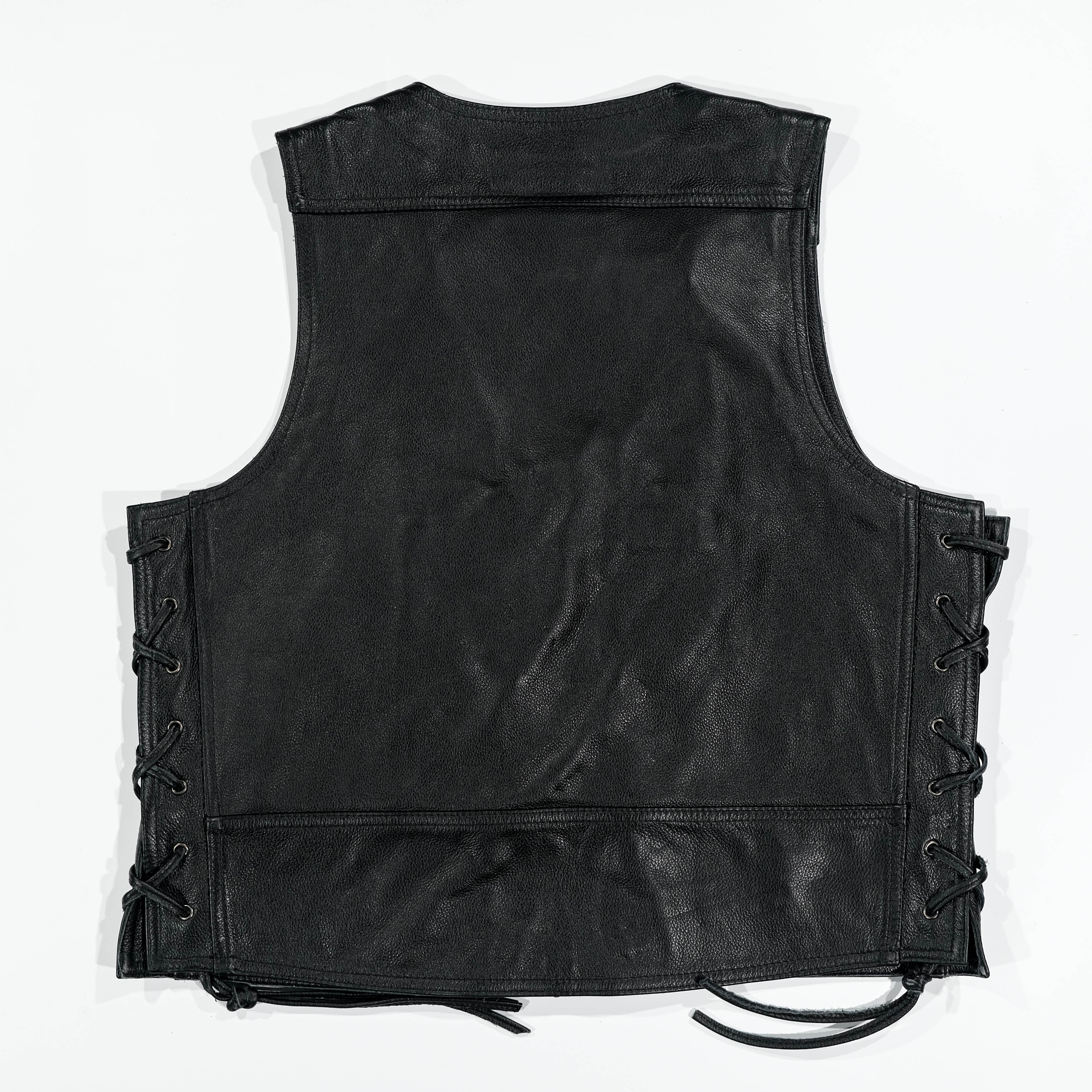 BikerStore Genuine Leather Motorcycle Club Vest - Premium Cowhide for Malaysian Riders