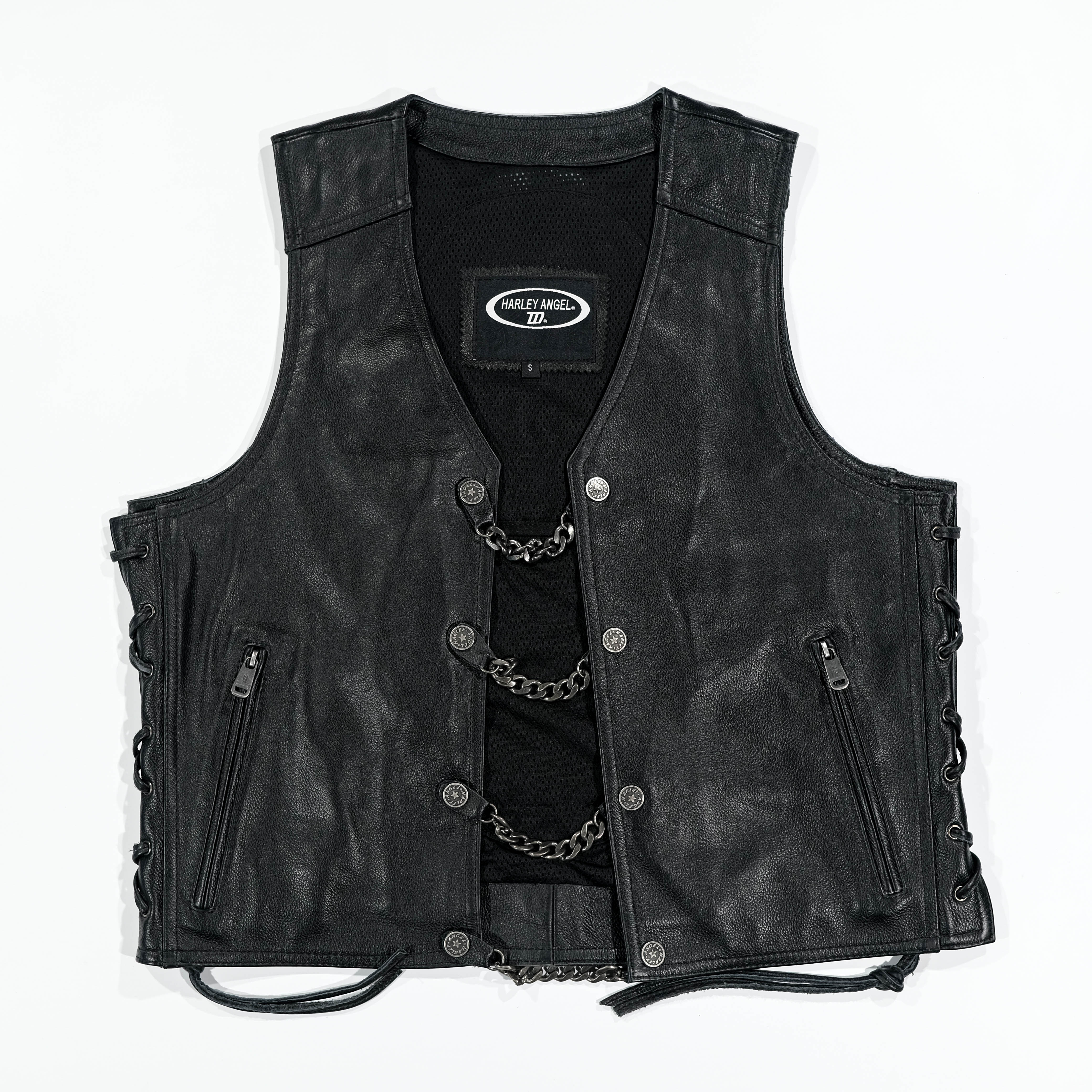 BikerStore Genuine Leather Motorcycle Club Vest - Premium Cowhide for Malaysian Riders