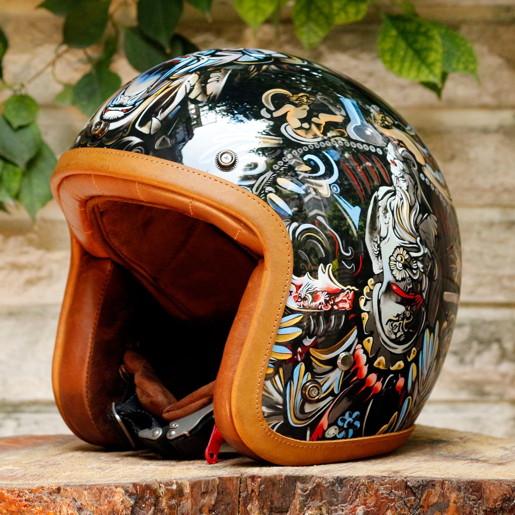 BikerStore-Ironking helmet Custom Painted Retro 3/4 Motorcycle Helmet with Fiberglass and Carbon Fiber Options