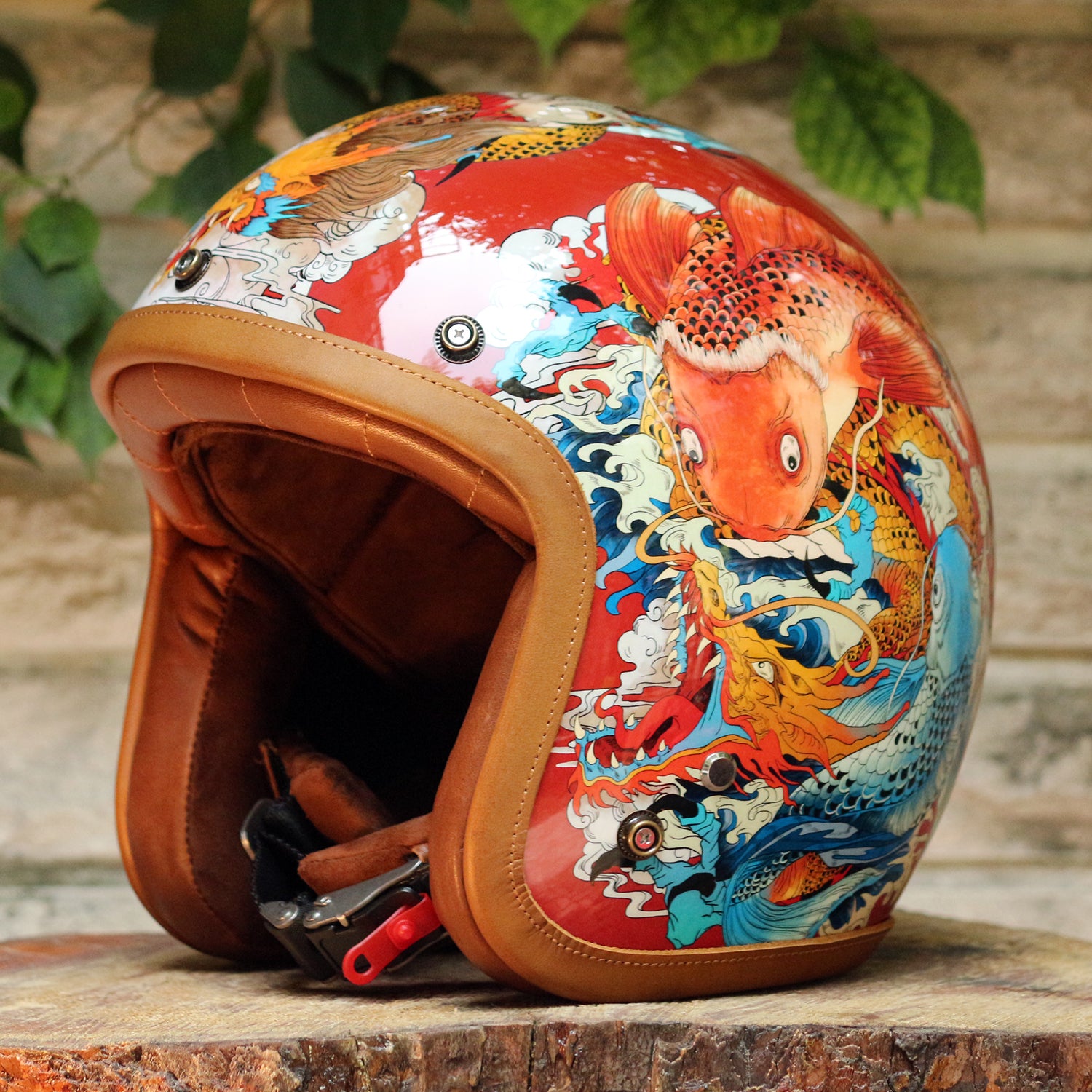 BikerStore-Ironking helmet: Custom Painted Retro 3/4 Motorcycle Helmet with Leather Trim for Harley Riders