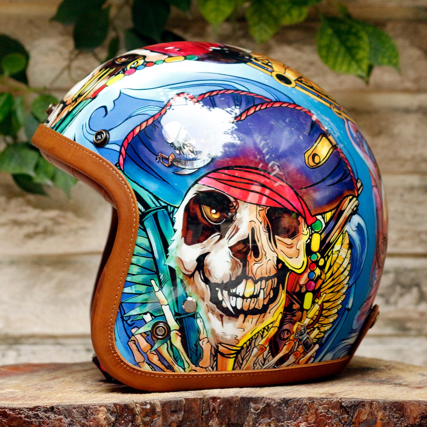 BikerStore-Ironking helmet Custom Painted Retro 3/4 Motorcycle Helmet with Fiberglass Shell