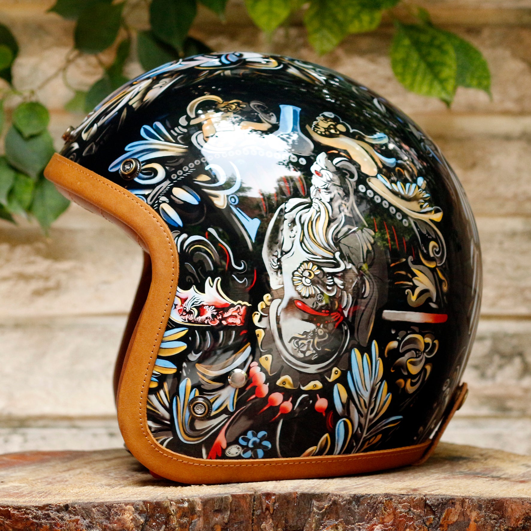 BikerStore-Ironking helmet Custom Painted Retro 3/4 Motorcycle Helmet with Fiberglass and Carbon Fiber Options