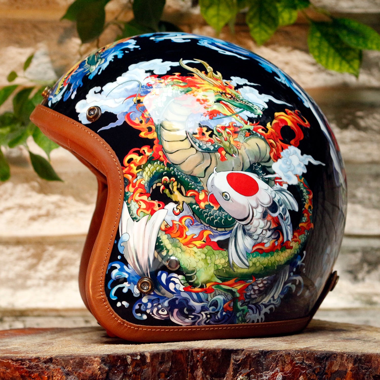 BikerStore-Ironking helmet: Custom Painted Retro 3/4 Motorcycle Helmet in Fiberglass or Carbon Fiber