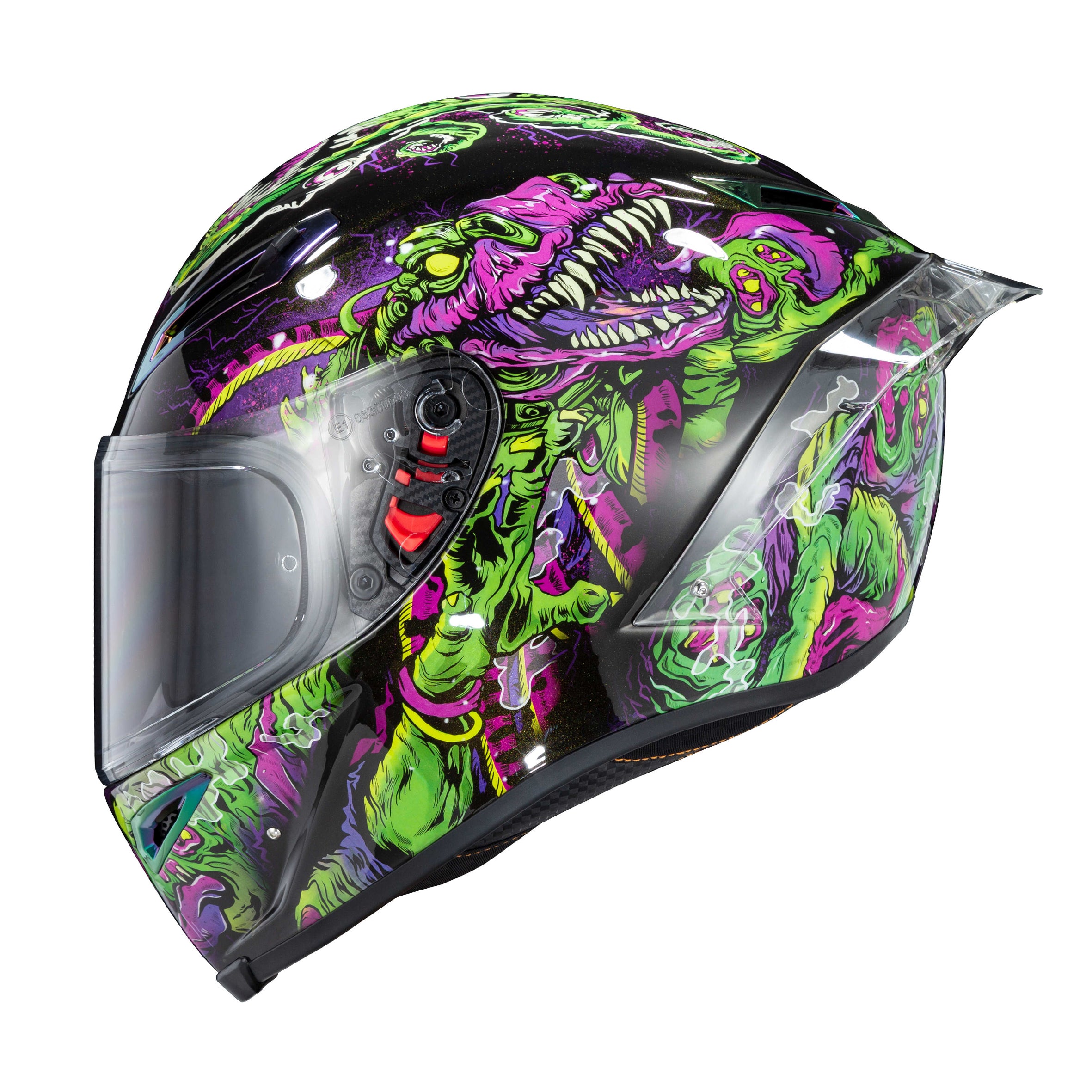 Ironking Full-face Motorcycle Helmet, Carbon Fiber Material, Painted Gloss Finish, Unique Riding Style