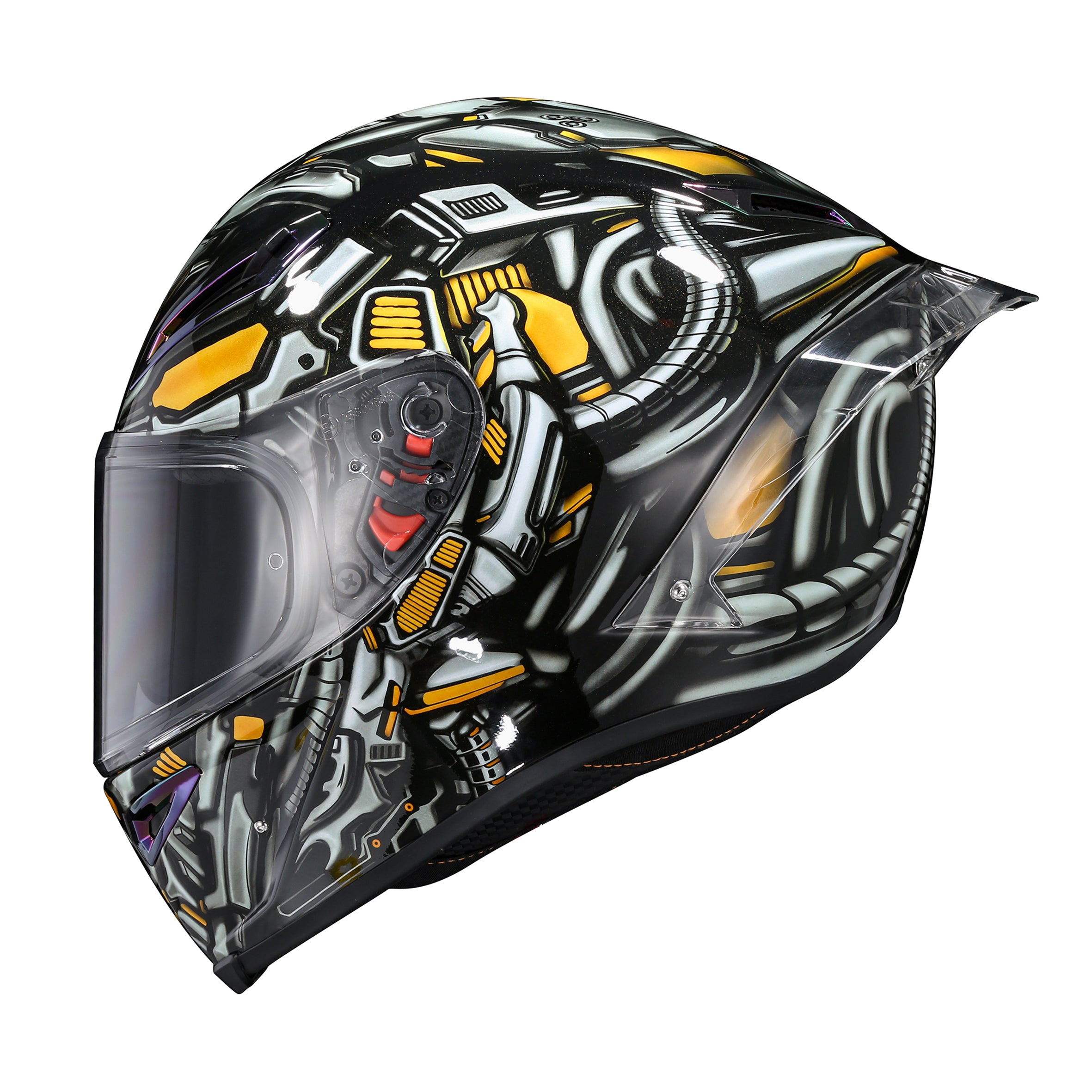 Ironking Mech Style Full-face Motorcycle Helmet, Carbon Fiber Material, Painted Appearance, Stylish Ride