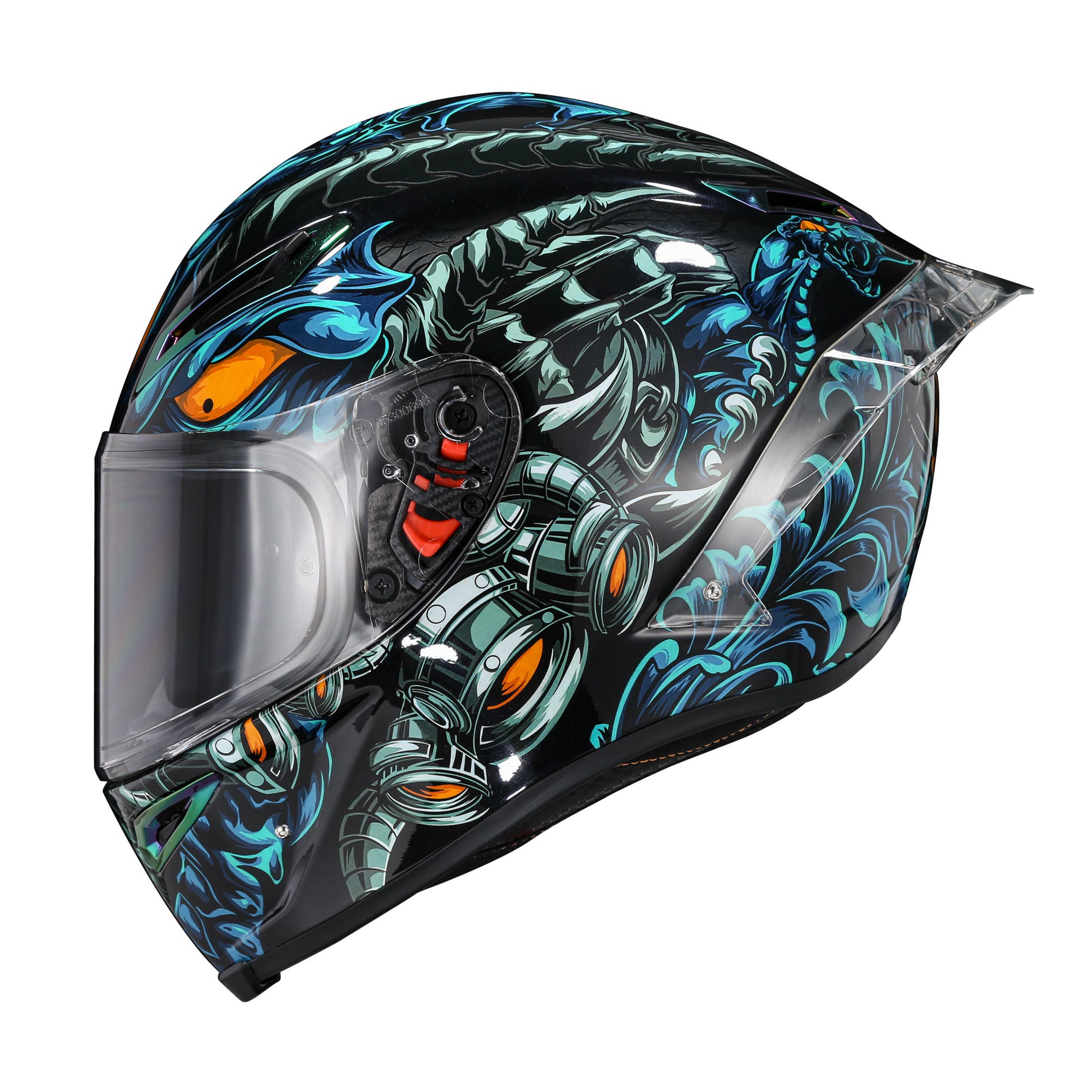 Ironking Carbon Fiber Full-face Helmet, Custom Painted Design, Gloss Finish, Ride with Personal Charm