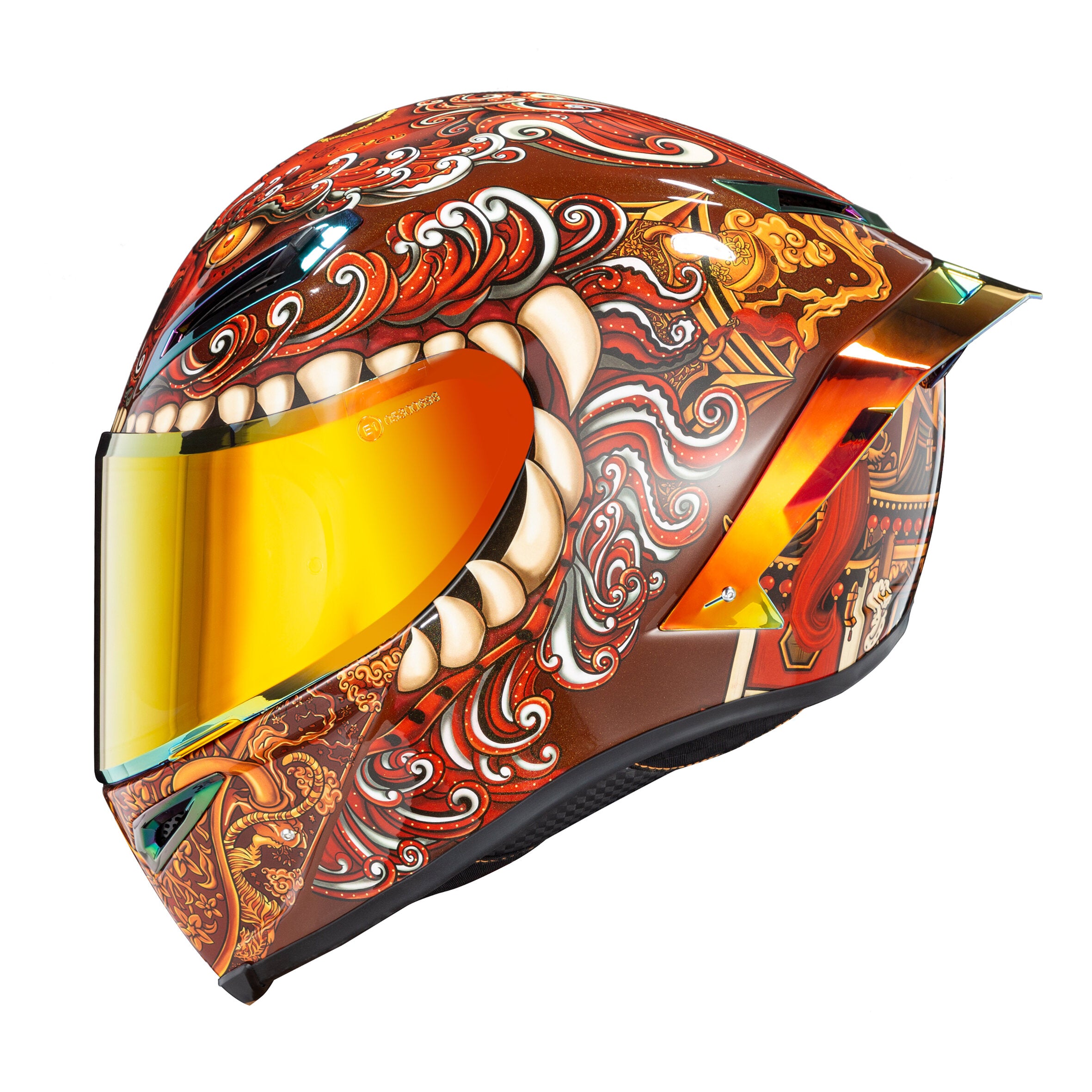 Ironking Full-face Motorcycle Helmet, Carbon Fiber Material, Painted Design, Gloss Finish, Ride with Unique Style