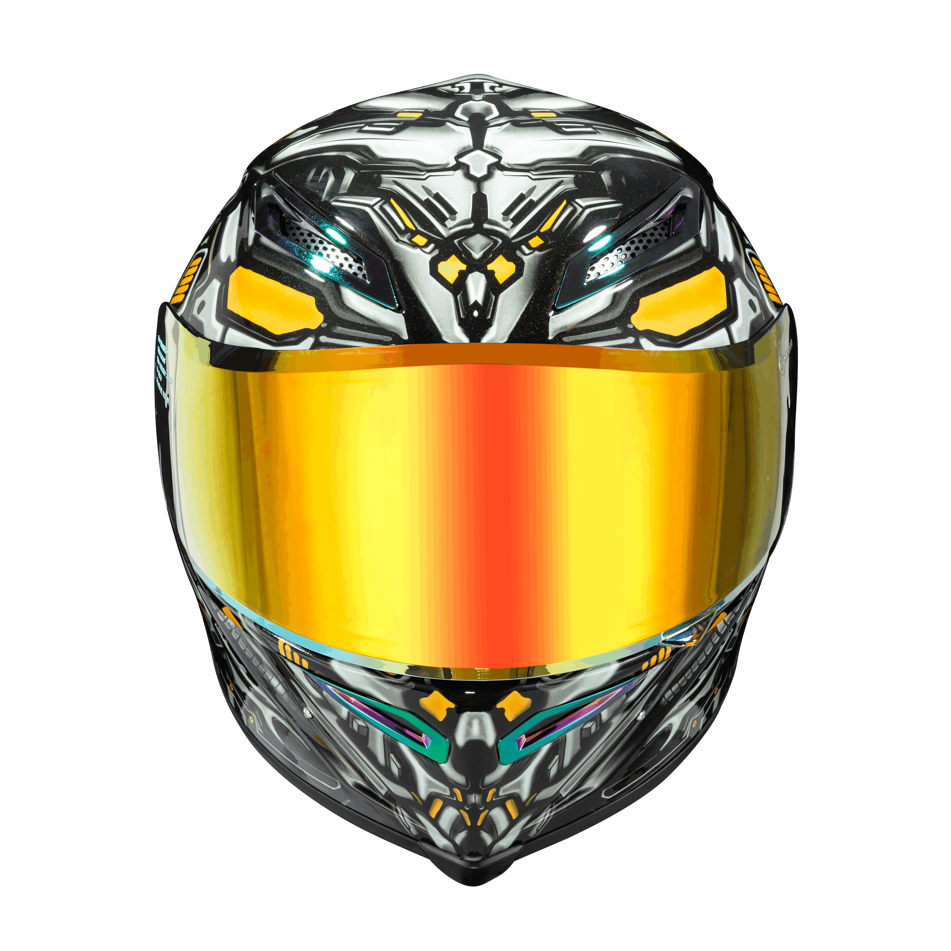 Ironking Mech Style Full-face Motorcycle Helmet, Carbon Fiber Material, Painted Appearance, Stylish Ride