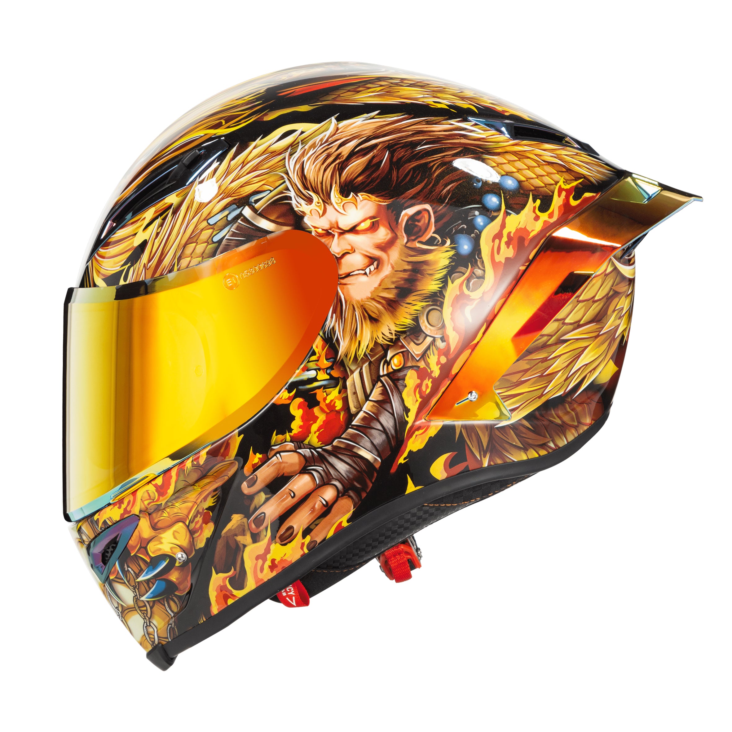 Personalized Motorcycle Helmets | Ironking Custom Helmet | "Sun Wukong" Series | Fiberglass/Carbon Fiber | Customizable Text