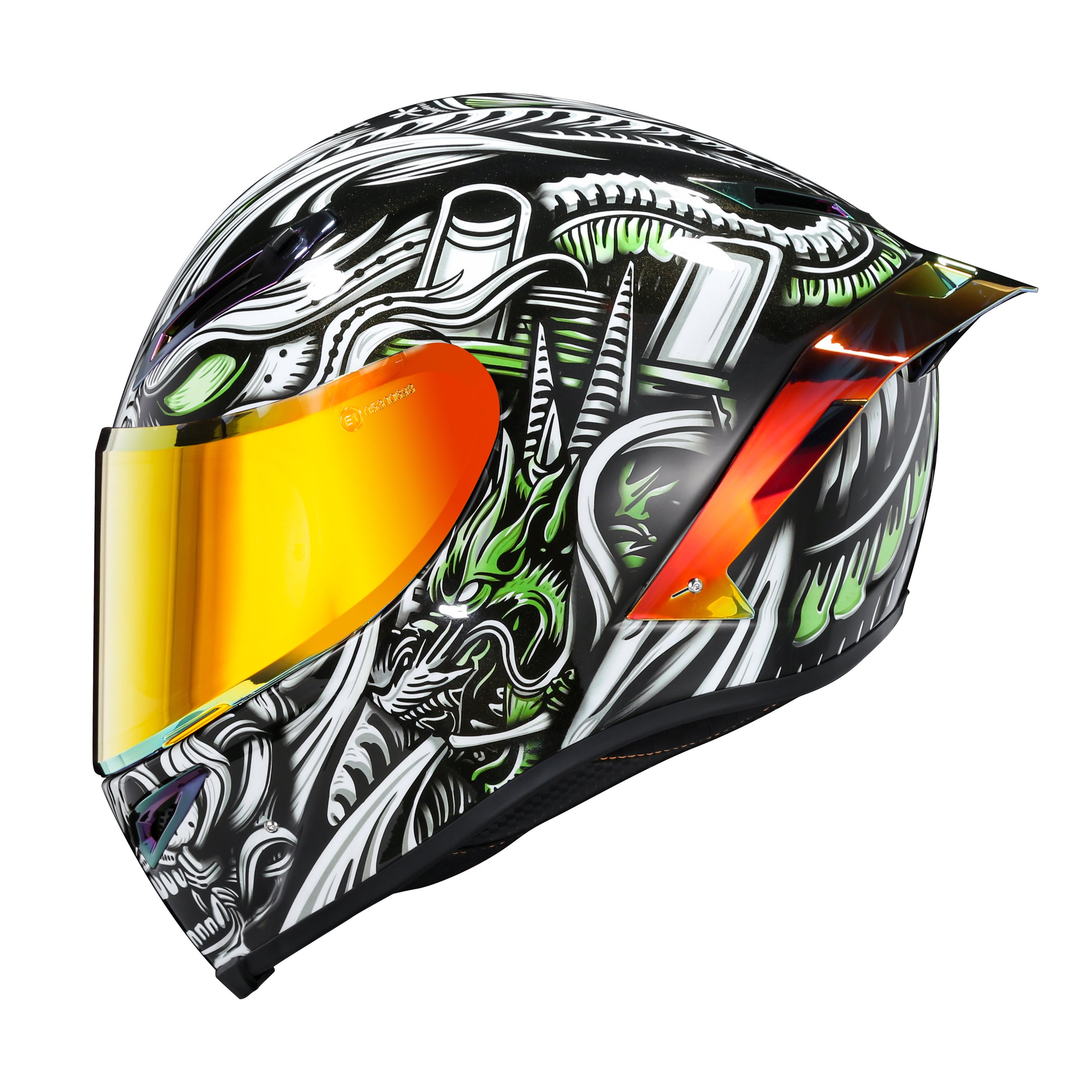 Ironking Dragon Totem Full-face Motorcycle Helmet, Carbon Fiber Material, Painted Appearance, Unique Riding Gear