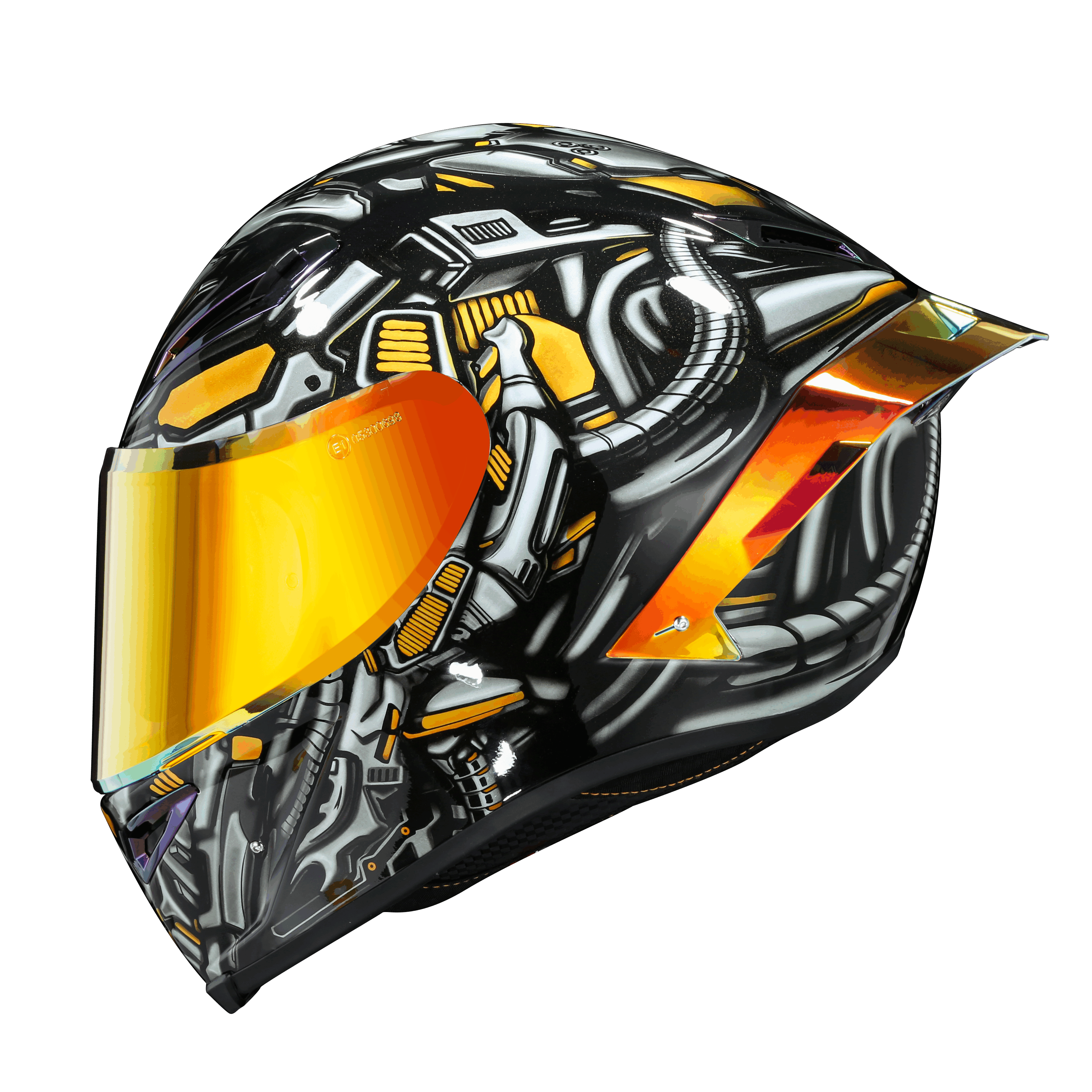 Ironking Mech Style Full-face Motorcycle Helmet, Carbon Fiber Material, Painted Appearance, Stylish Ride