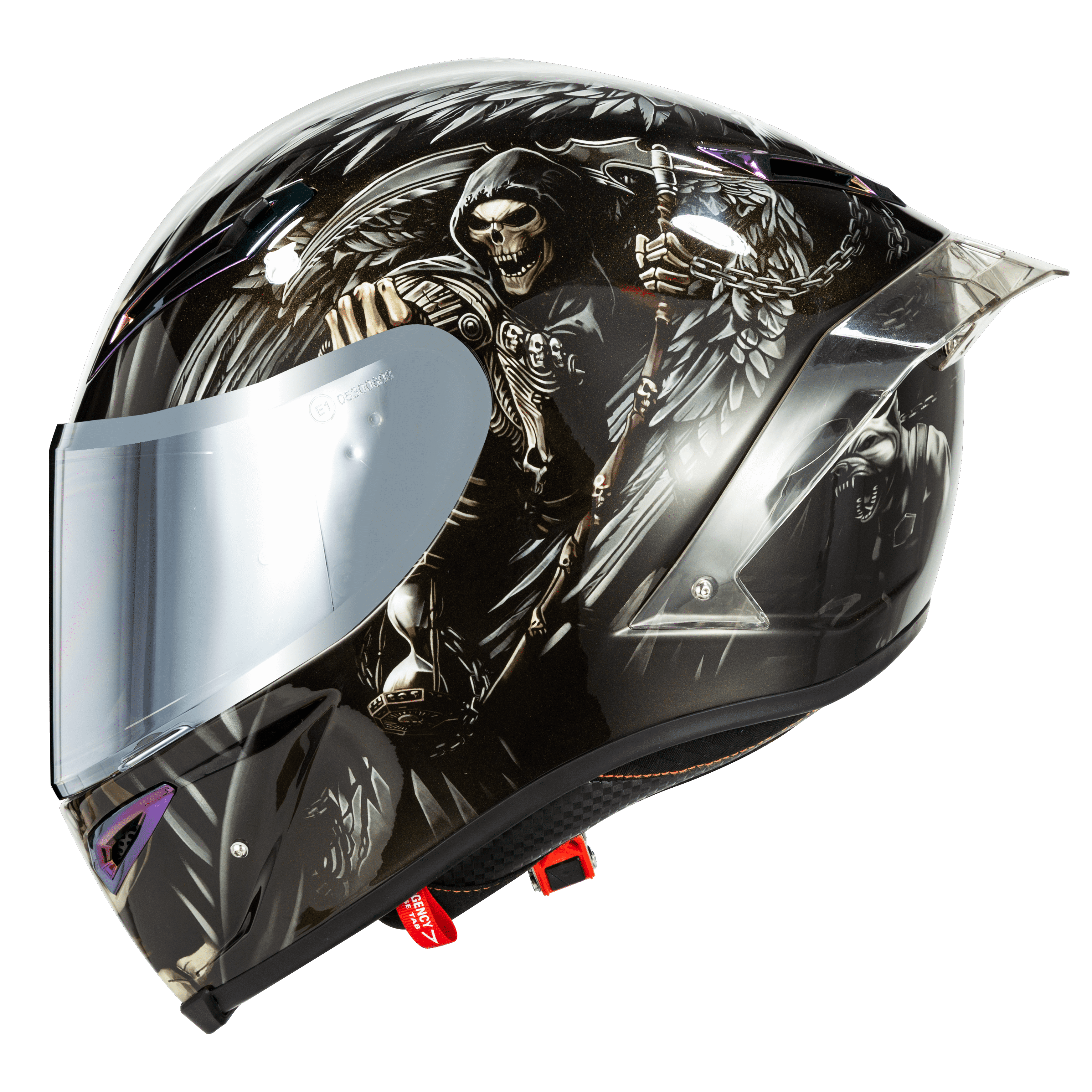 Ironking Full-face Motorcycle Helmet, Carbon Fiber Material, Painted Appearance, Gloss Finish, Unique Riding Gear