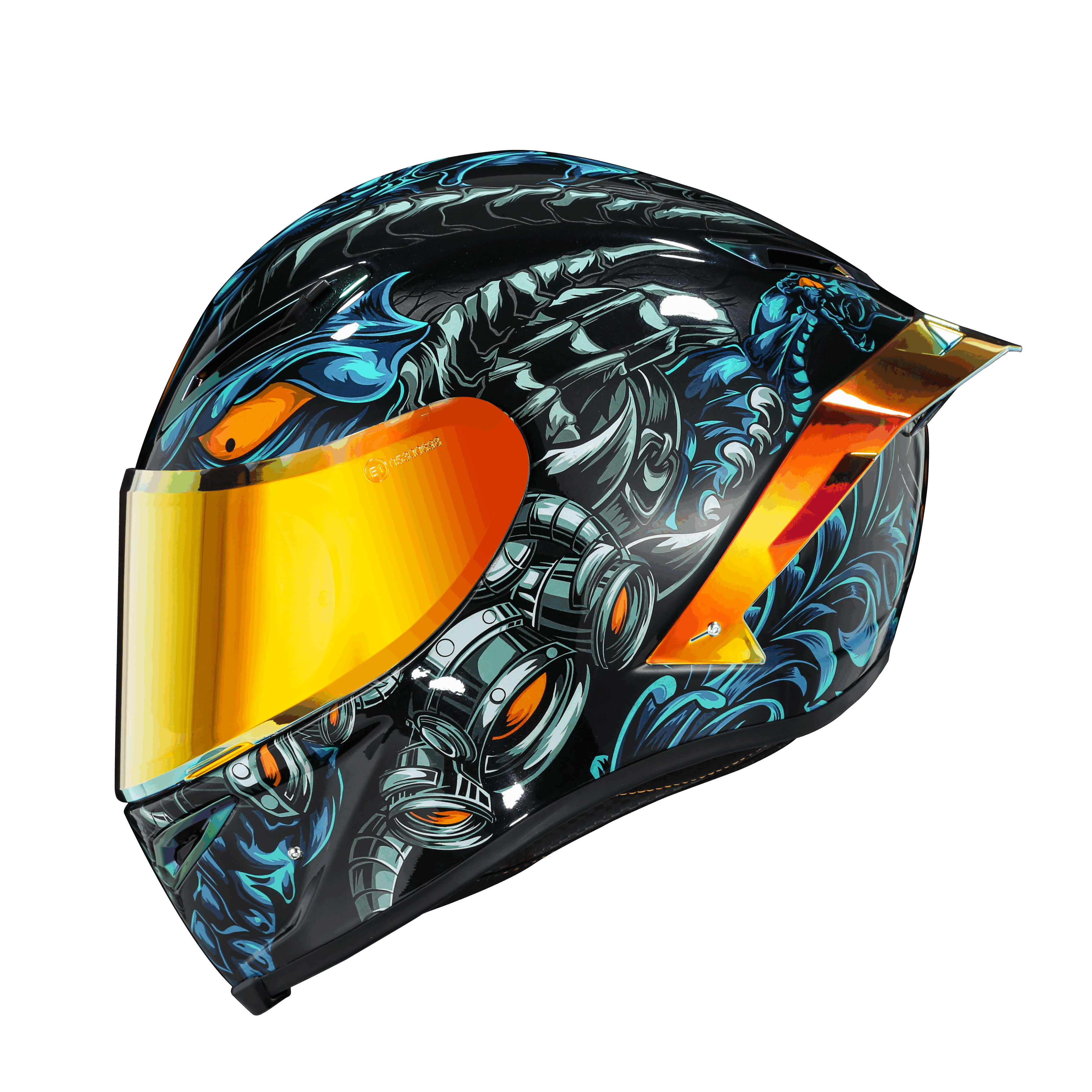 Ironking Carbon Fiber Full-face Helmet, Custom Painted Design, Gloss Finish, Ride with Personal Charm