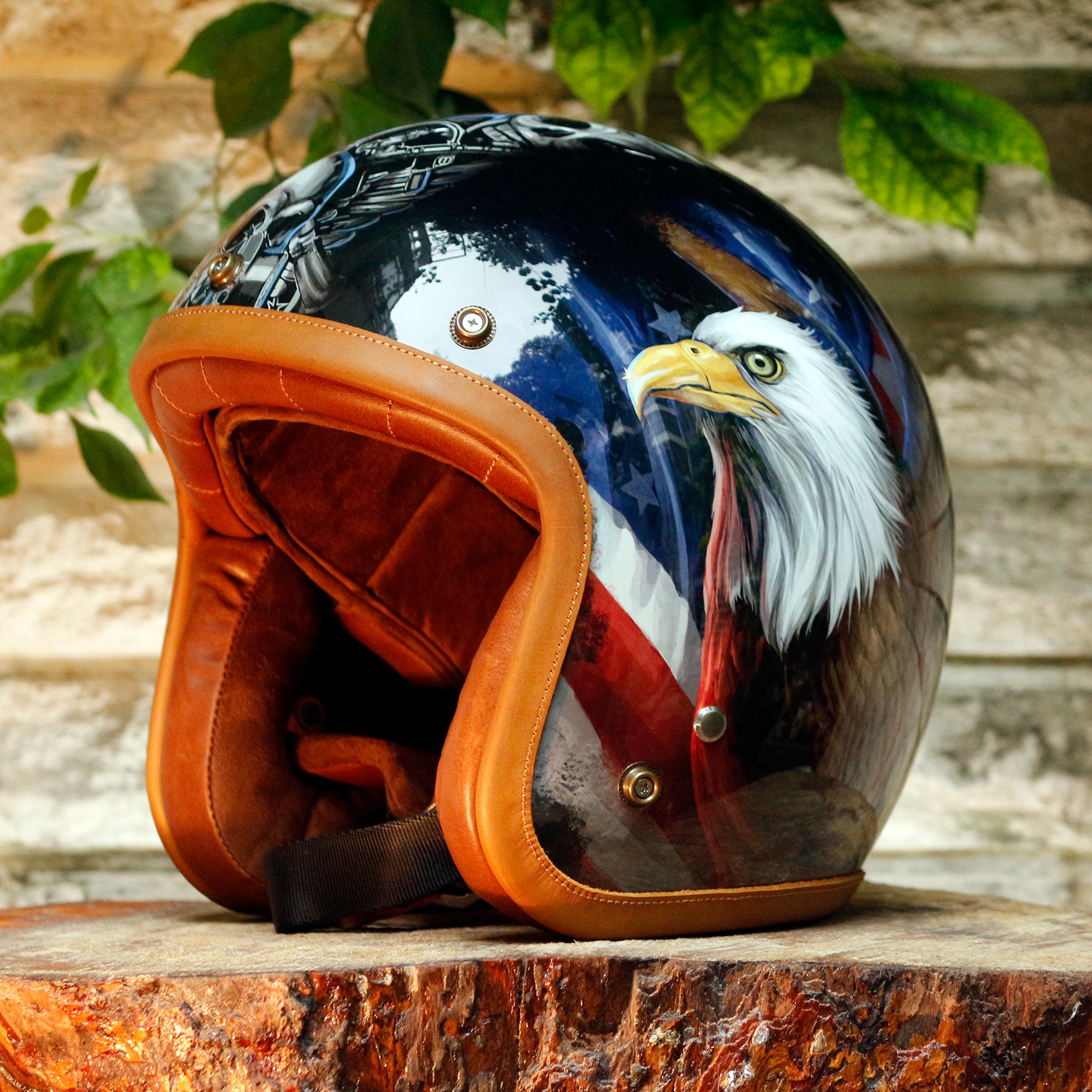 BikerStore-Ironking helmet Custom Painted 3/4 Retro Motorcycle Helmet with Choice of Fiberglass or Carbon Fiber Shell