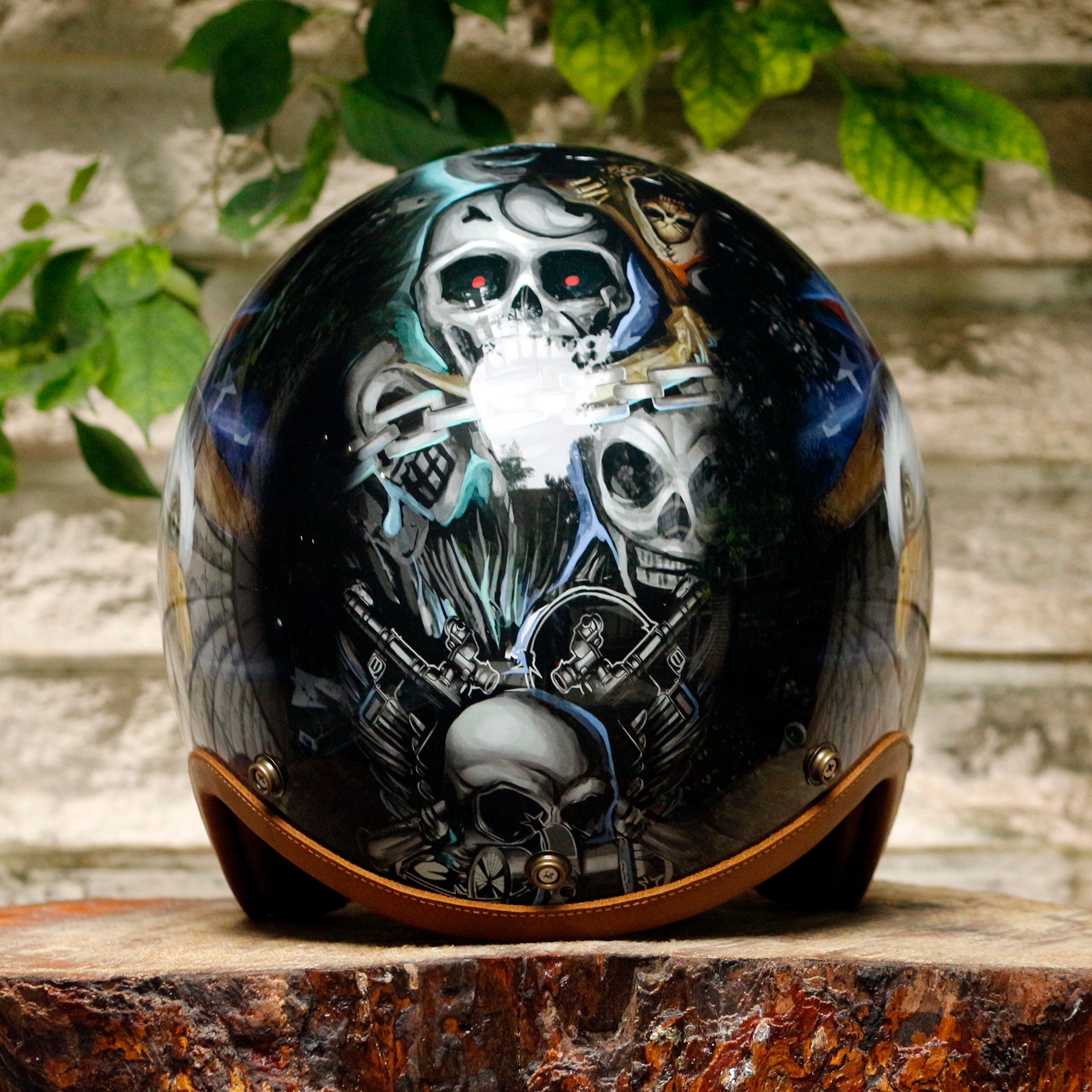 BikerStore-Ironking helmet Custom Painted 3/4 Retro Motorcycle Helmet