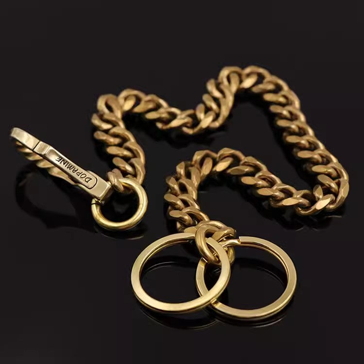 BikerStore Malaysia: Pure Brass O-ring Wallet Chain with Embossed Texture