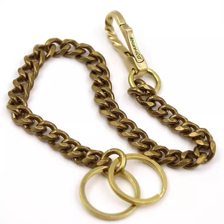 BikerStore Malaysia: Pure Brass O-ring Wallet Chain with Embossed Texture