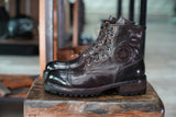 BikerStore Retro Biker Boots: Handcrafted Horsehide, Distressed Finish, Perfect for Harley Riders