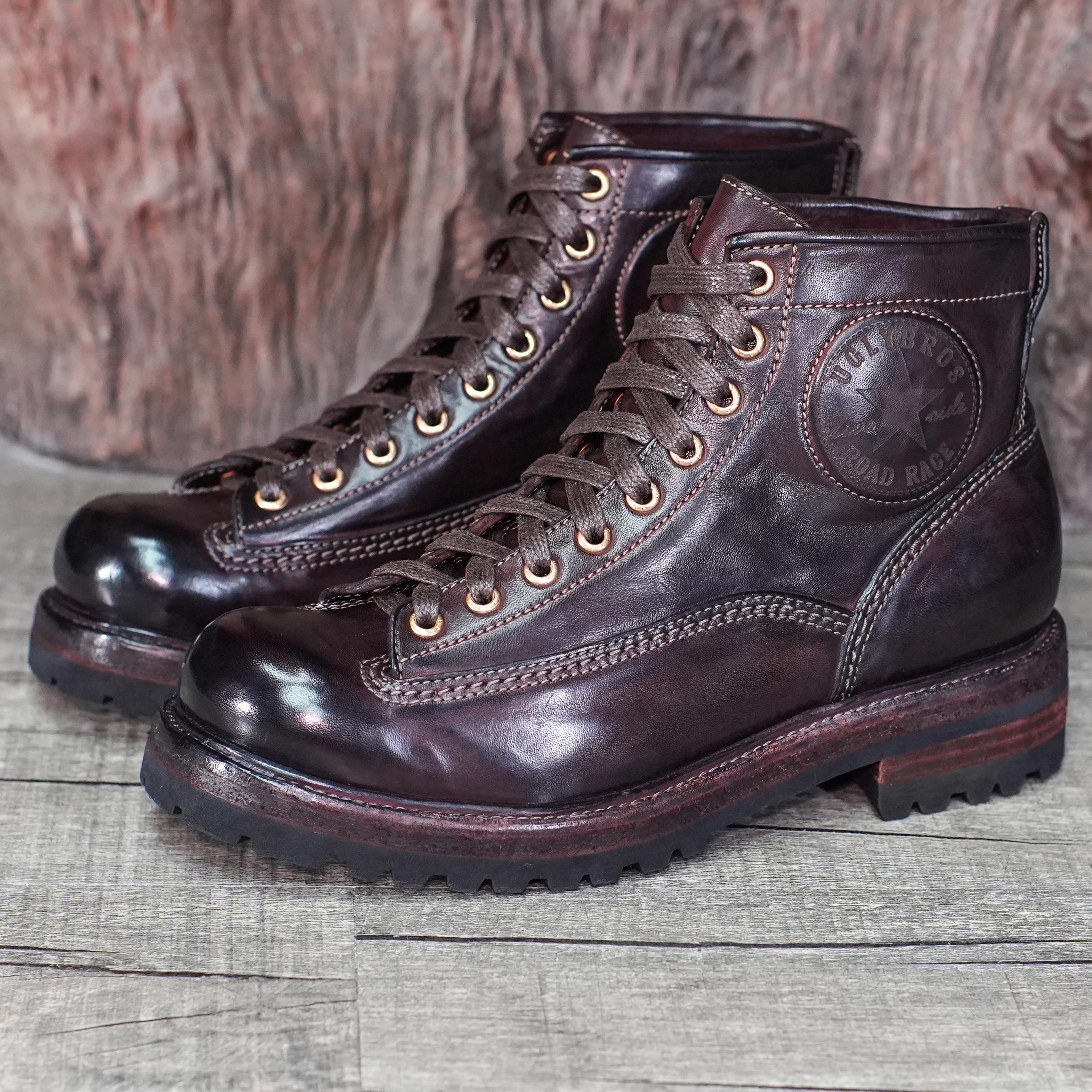 BikerStore Classic Vintage Men's Motorcycle Boots - Dark Brown Horsehide