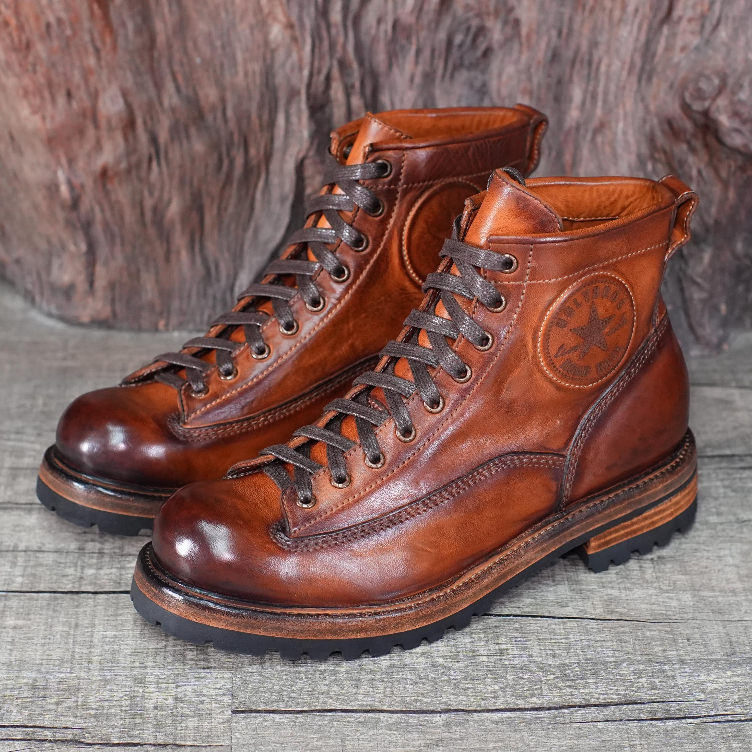 BikerStore Classic Vintage Men's Motorcycle Boots - Dark Brown Horsehide