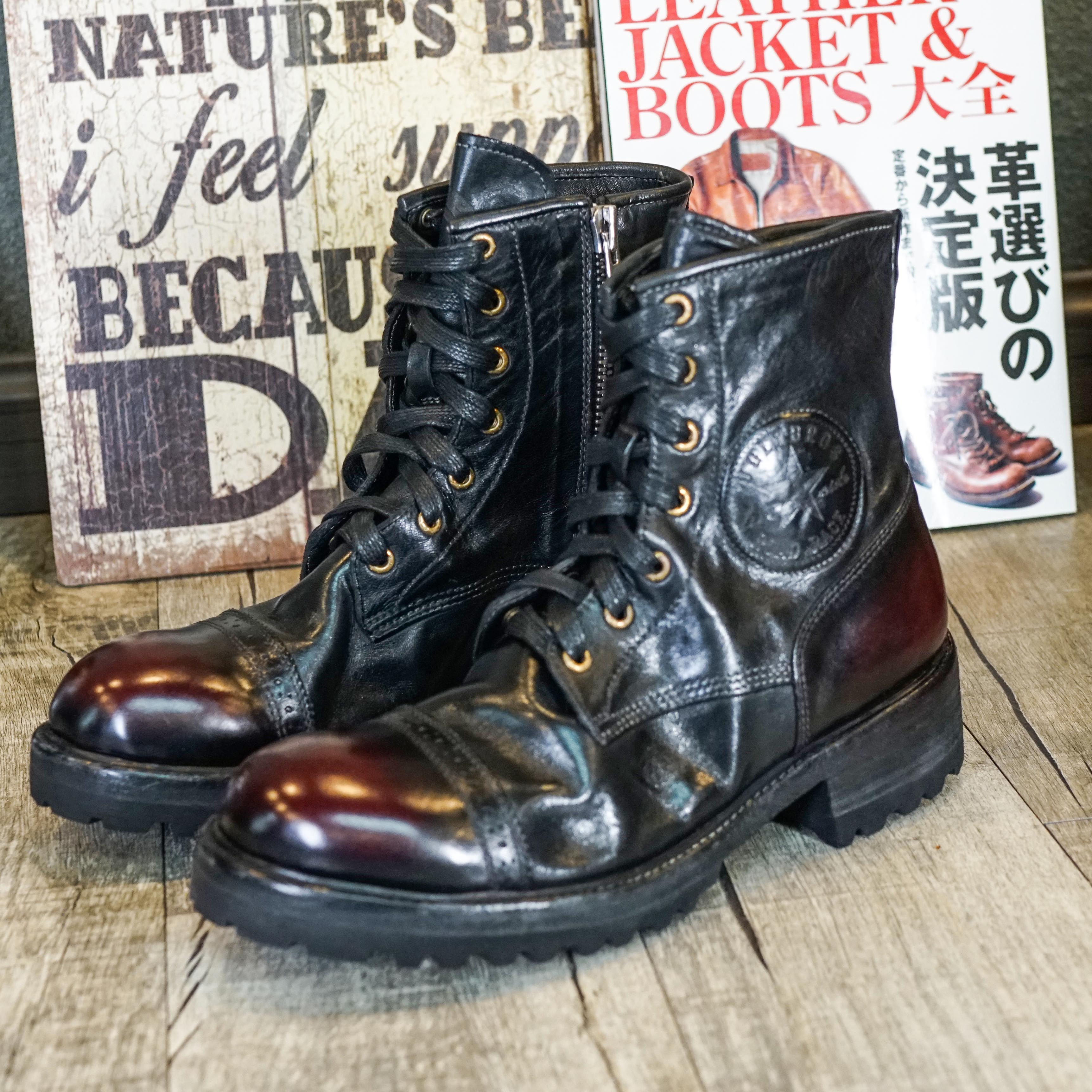 BikerStore Retro Biker Boots: Handcrafted Horsehide, Distressed Finish, Perfect for Harley Riders