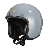 Ironking Helmet Classic Retro: Glossy Grey 3/4 Motorcycle Helmet