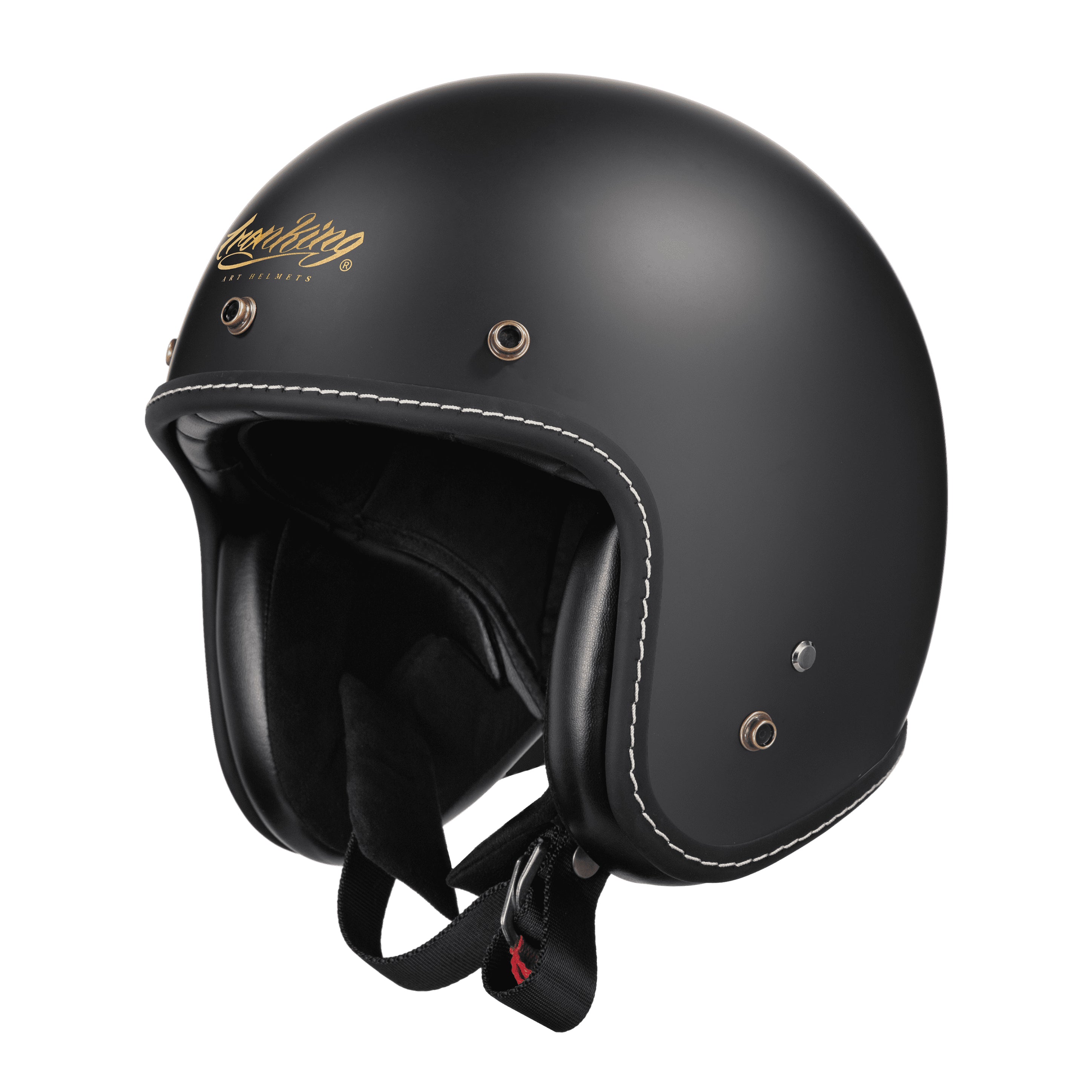 Ironking Helmet Vintage Vibes: Matte Black 3/4 Helmet