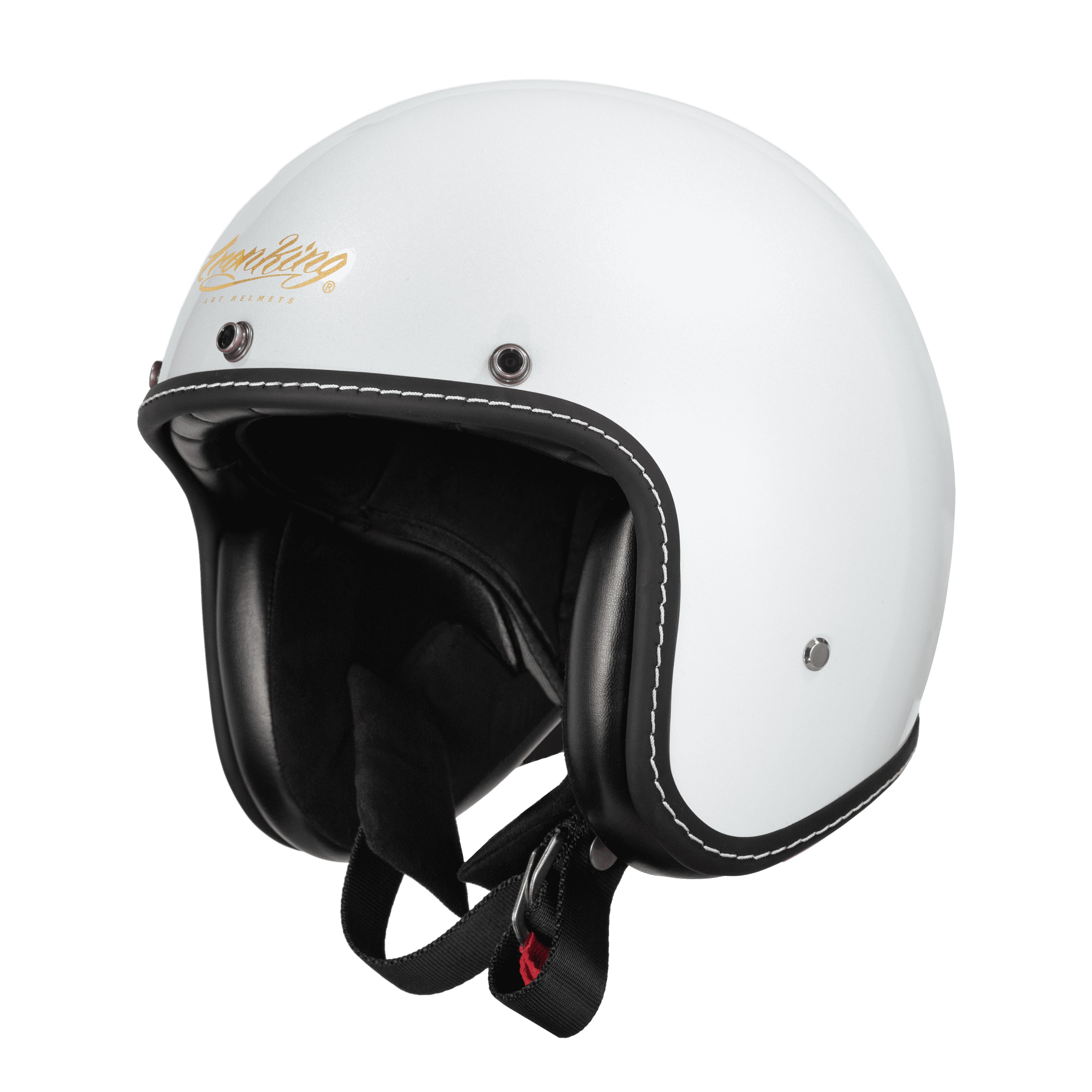 Ironking Helmet Vintage Elegance: Pearl White 3/4 Helmet