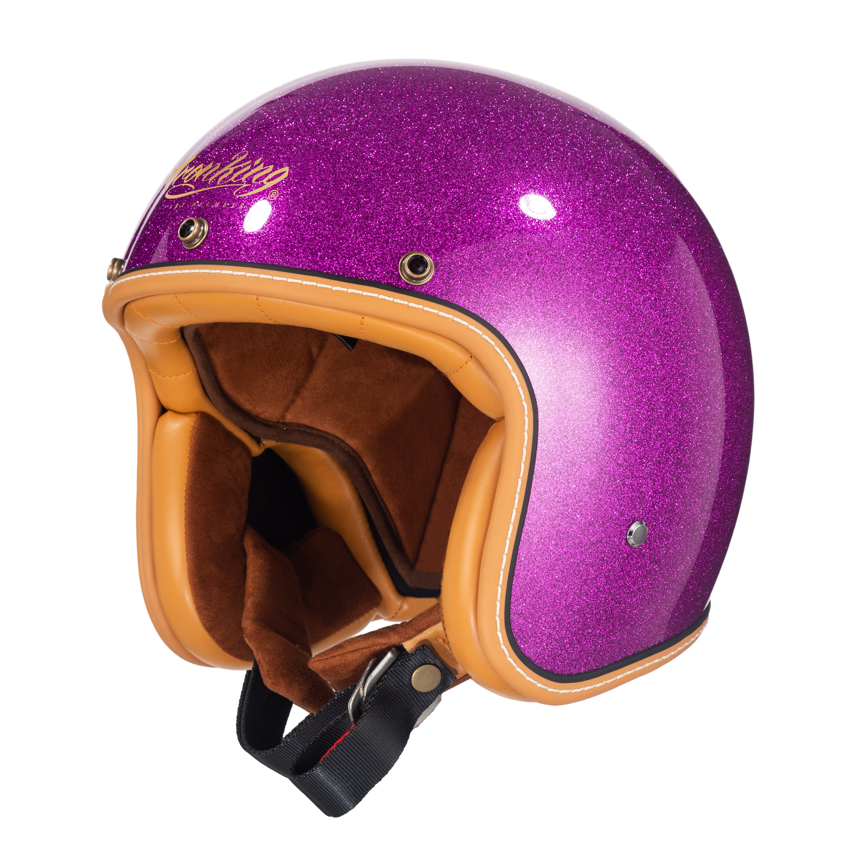 Timeless Elegance: Pearl Purple Retro 3/4 Motorcycle Helmet