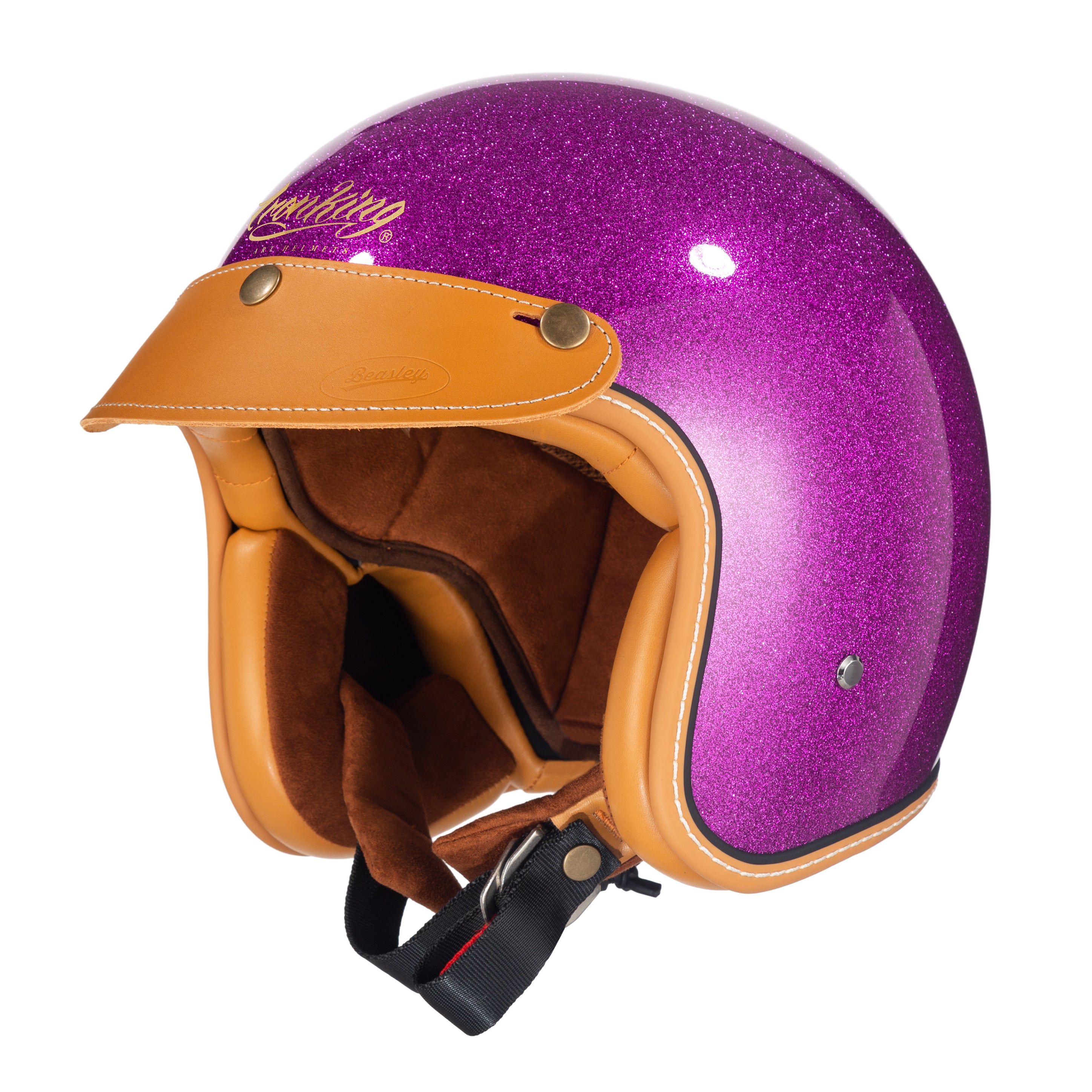 Timeless Elegance: Pearl Purple Retro 3/4 Motorcycle Helmet