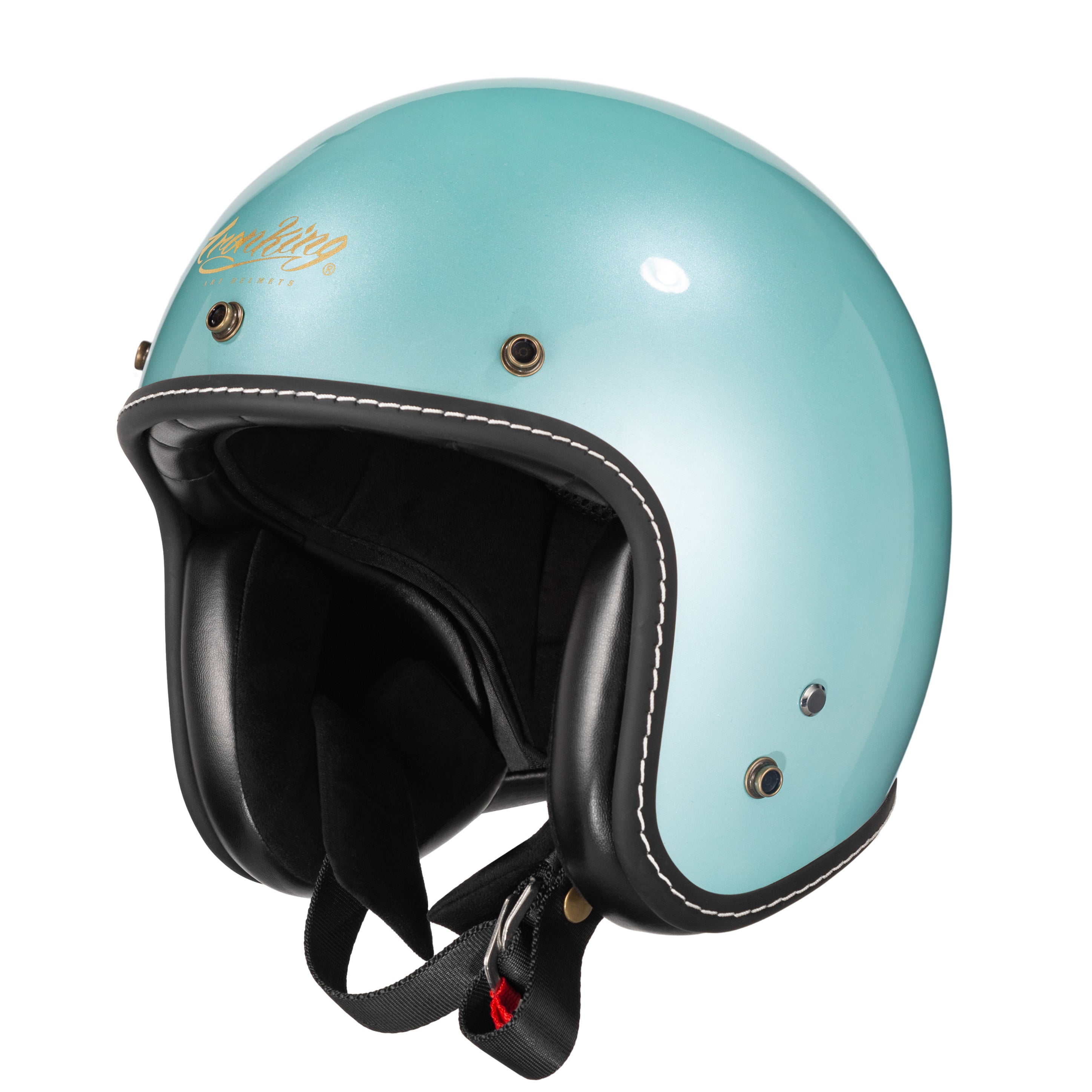 Timeless Style: Tiffany Blue Retro 3/4 Motorcycle Helmet