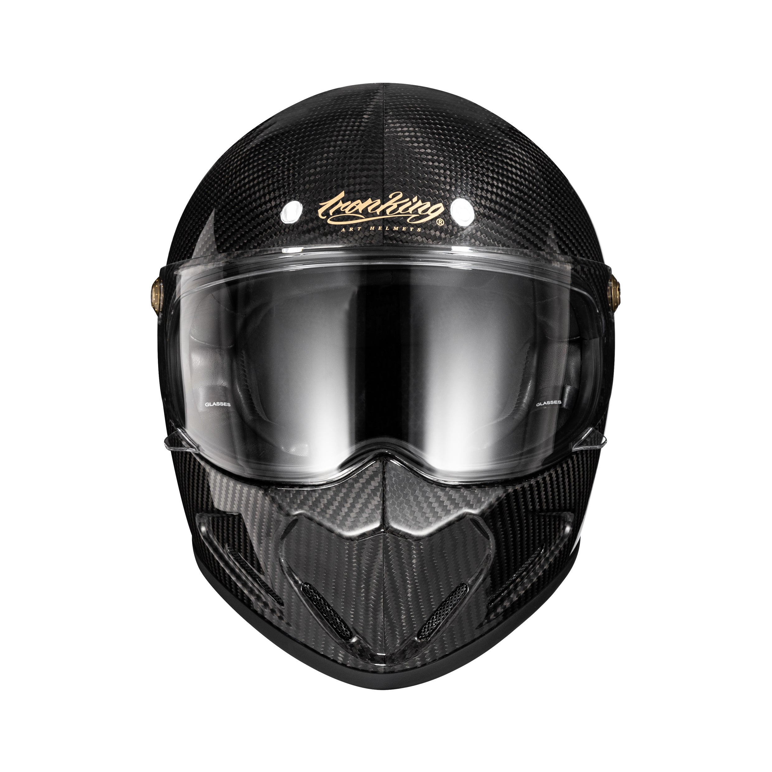 Ironking Helmet Lightweight Retro Full Face Helmet - 3K Carbon Fiber Gloss Finish