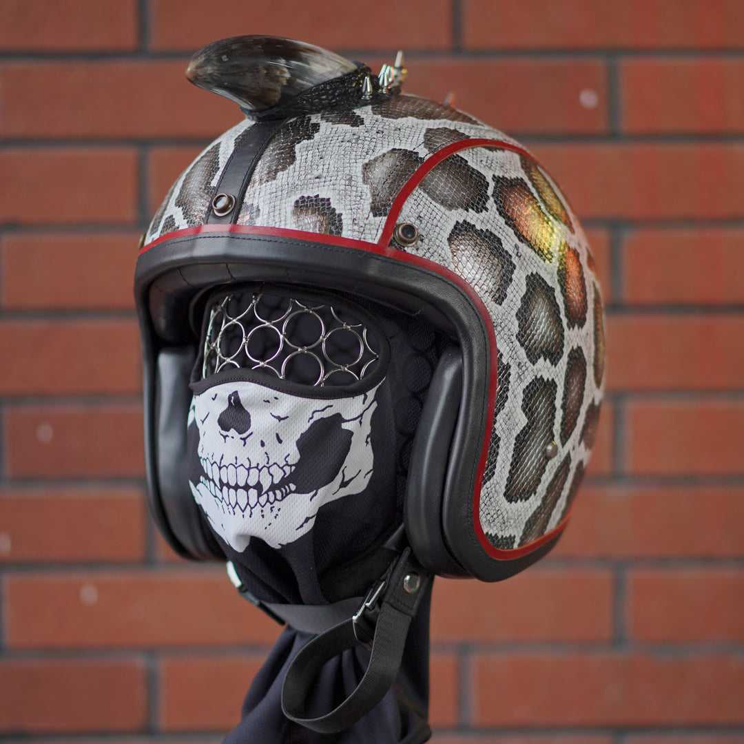 Ironking Helmet Personalized Custom 3/4 Motorcycle Helmet - Handcrafted Leather and Carbon Fiber